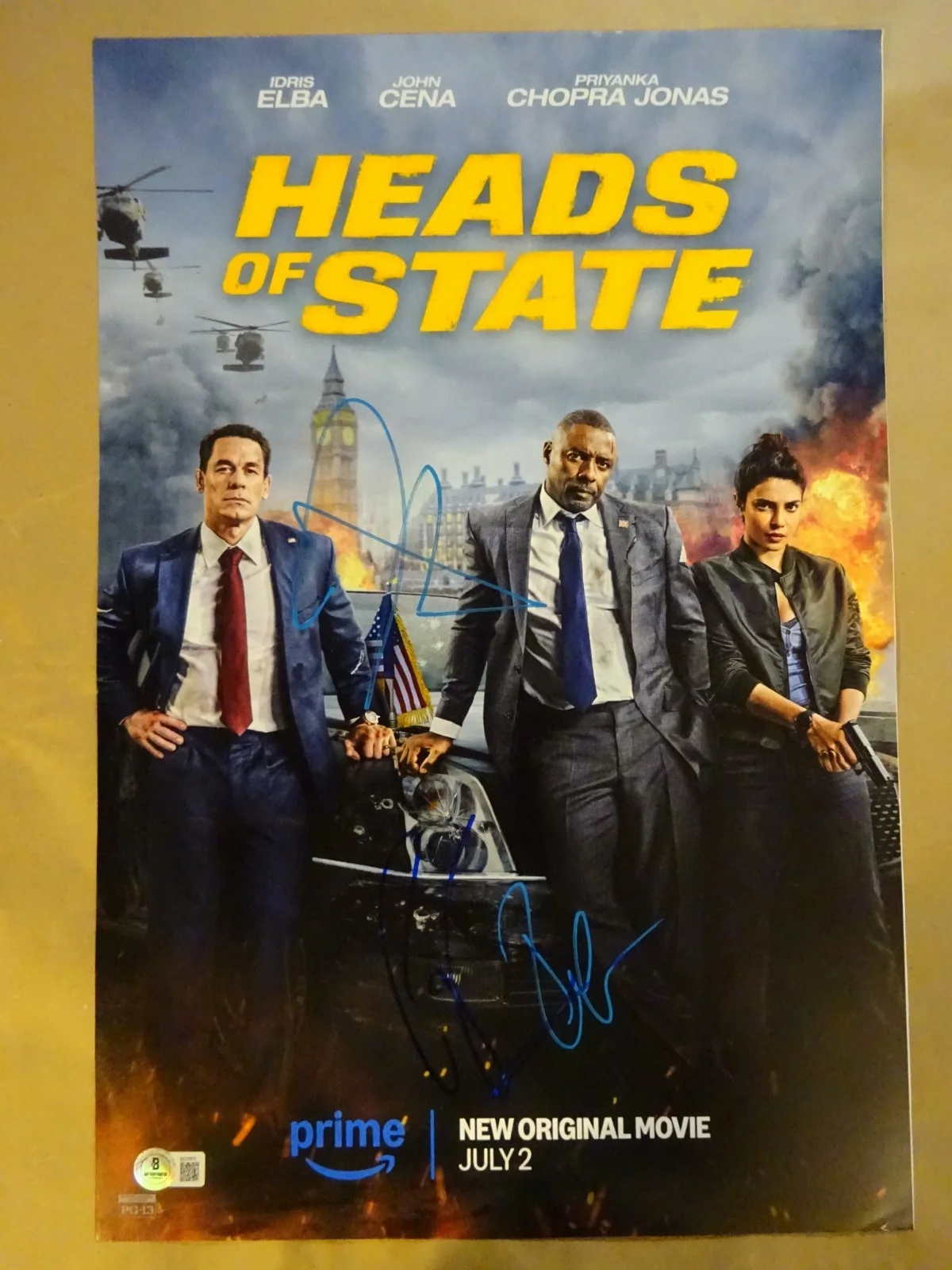 John Cena, Idris Elba, Priyanka Chopra — Heads Of State 12"x18" Signed by John Cena, Idris Elba, Priyanka Chopra BAS COA, изображение 2