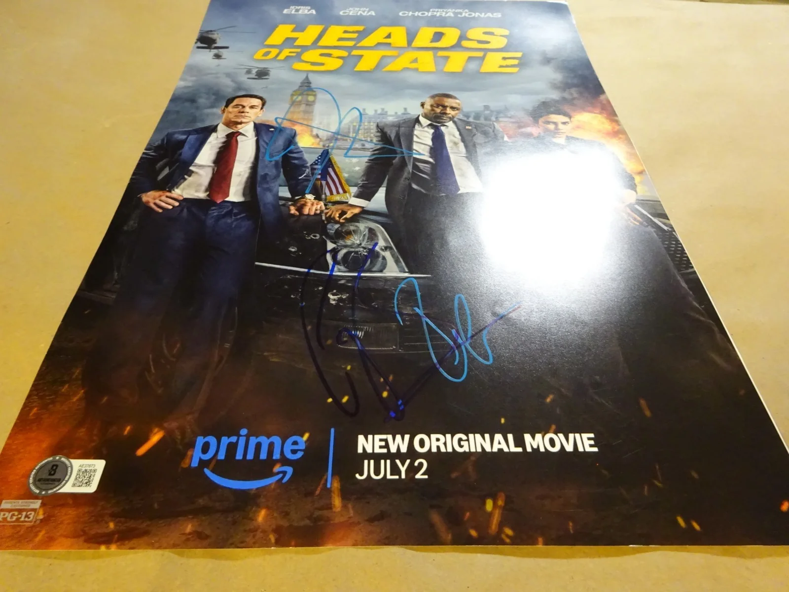 John Cena, Idris Elba, Priyanka Chopra — Heads Of State 12"x18" Signed by John Cena, Idris Elba, Priyanka Chopra BAS COA, изображение 3