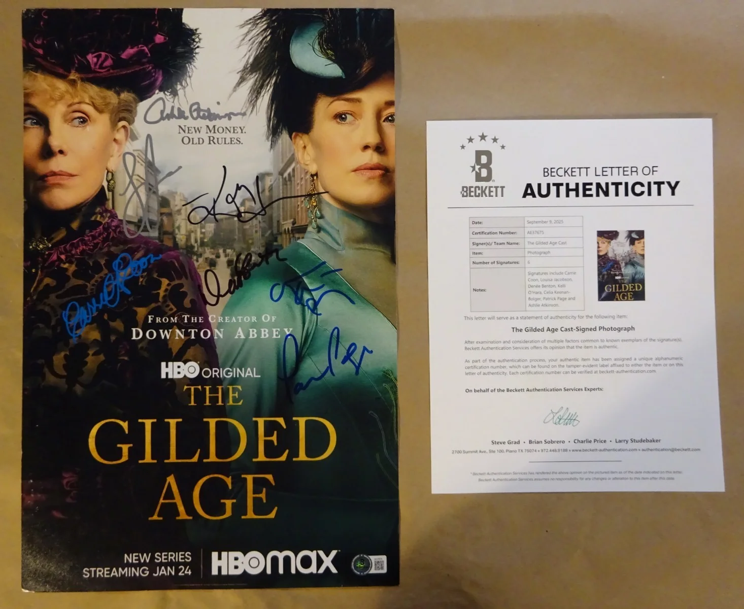 Carrie Coon, Louisa Jacobson, Denee Benton, Kelli O'Hara — The Gilded Age Signed 11"x17" Photo Autographed By 7 Beckett BAS COA