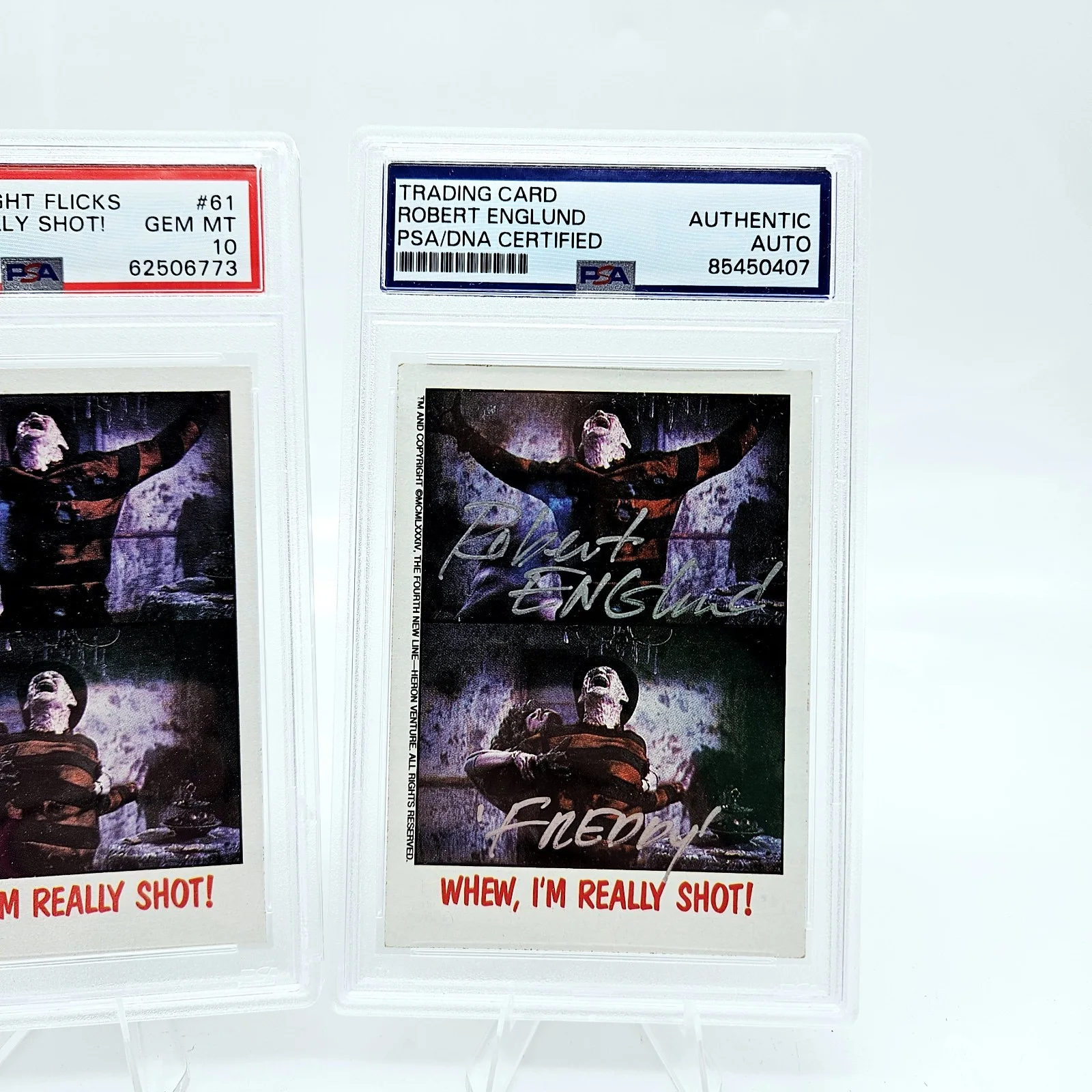 1988 Topps Fright Flicks Freddy Krueger #61 Signed Auto Robert Englund & PSA 10, image 3