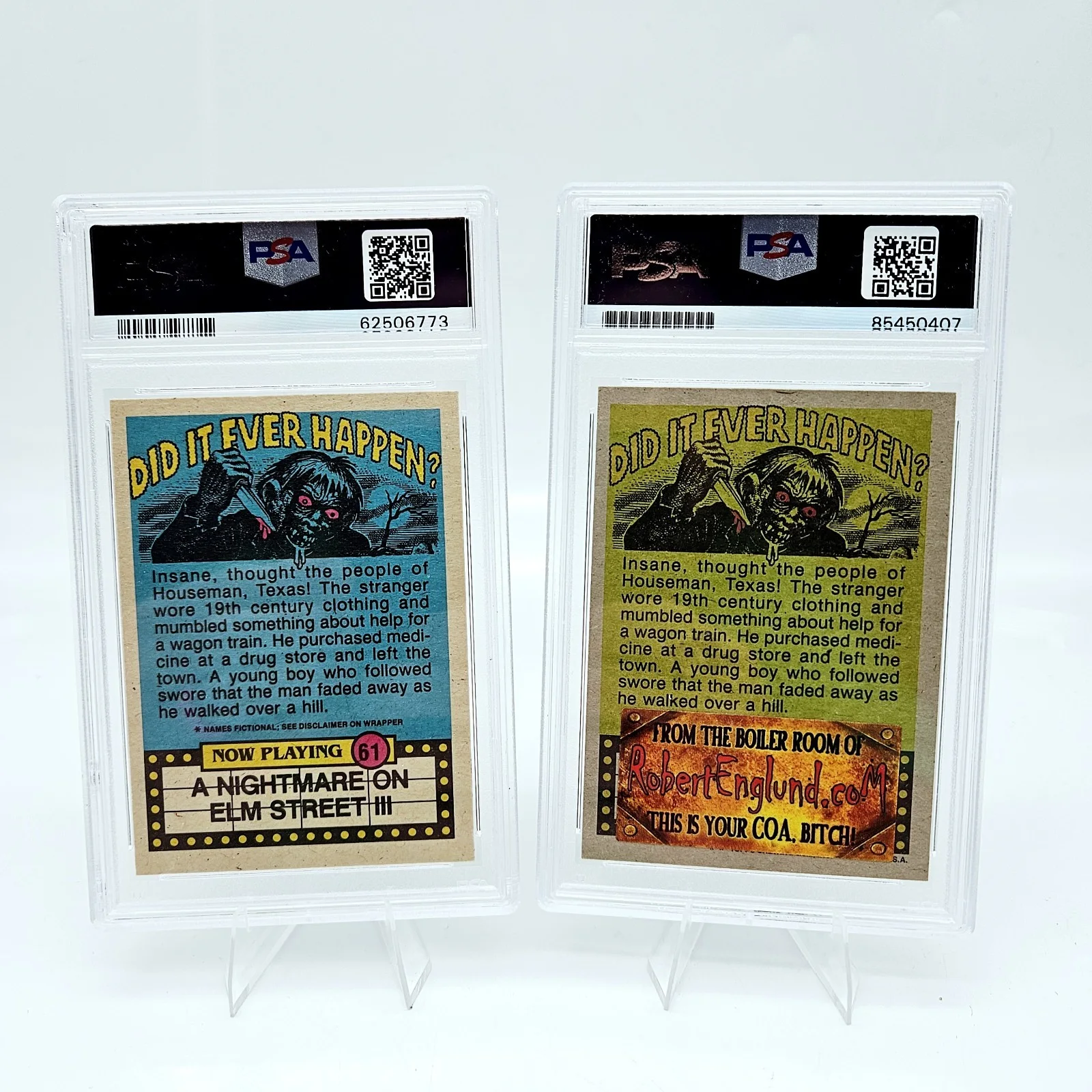 1988 Topps Fright Flicks Freddy Krueger #61 Signed Auto Robert Englund & PSA 10, image 4