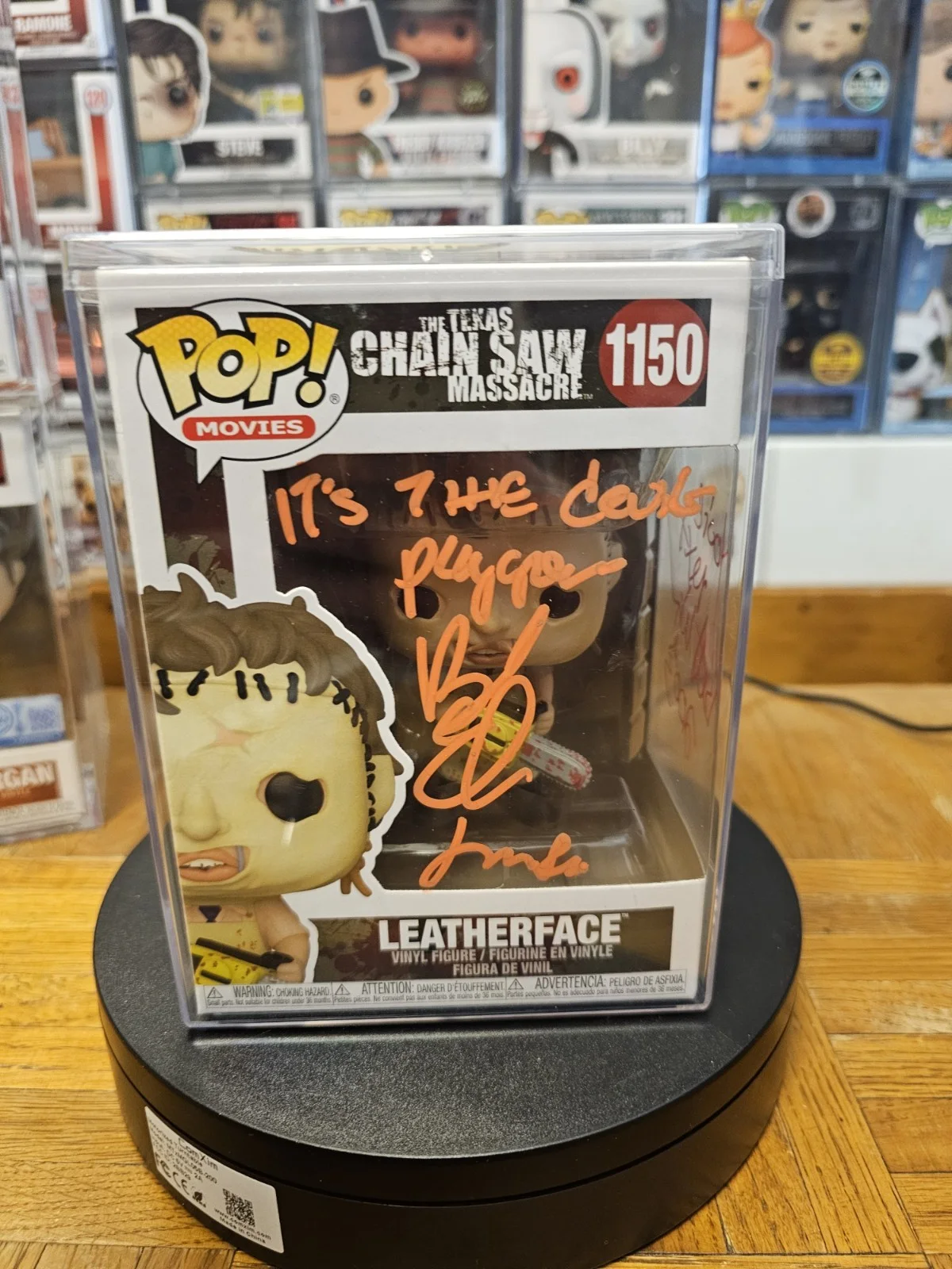 Bob Elmore & Brett Wagner — Signed Bob Elmore & Brett Wagner Autographed Leatherface Funko Pop OCCM COA