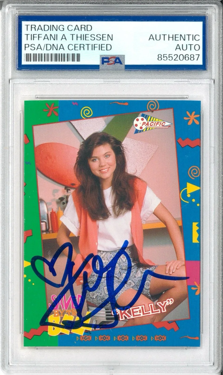 Tiffani Amber Thiessen — Tiffani Thiessen Signed Auto Slabbed 1992 Pacific Saved By The Bell Card PSA DNA