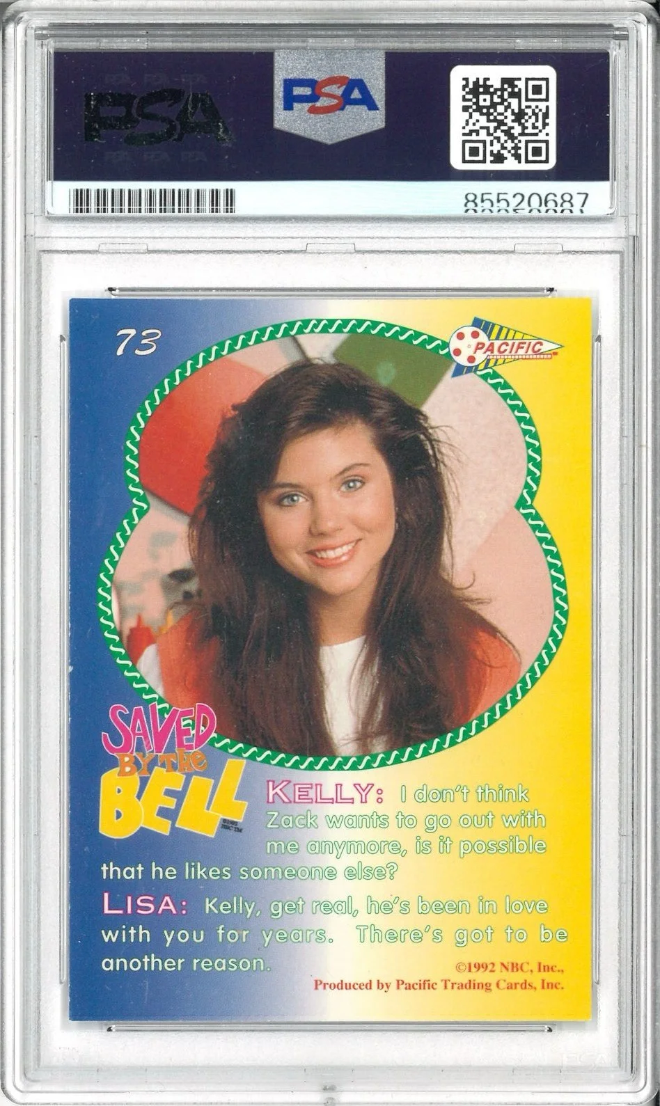 Tiffani Amber Thiessen — Tiffani Thiessen Signed Auto Slabbed 1992 Pacific Saved By The Bell Card PSA DNA, image 2