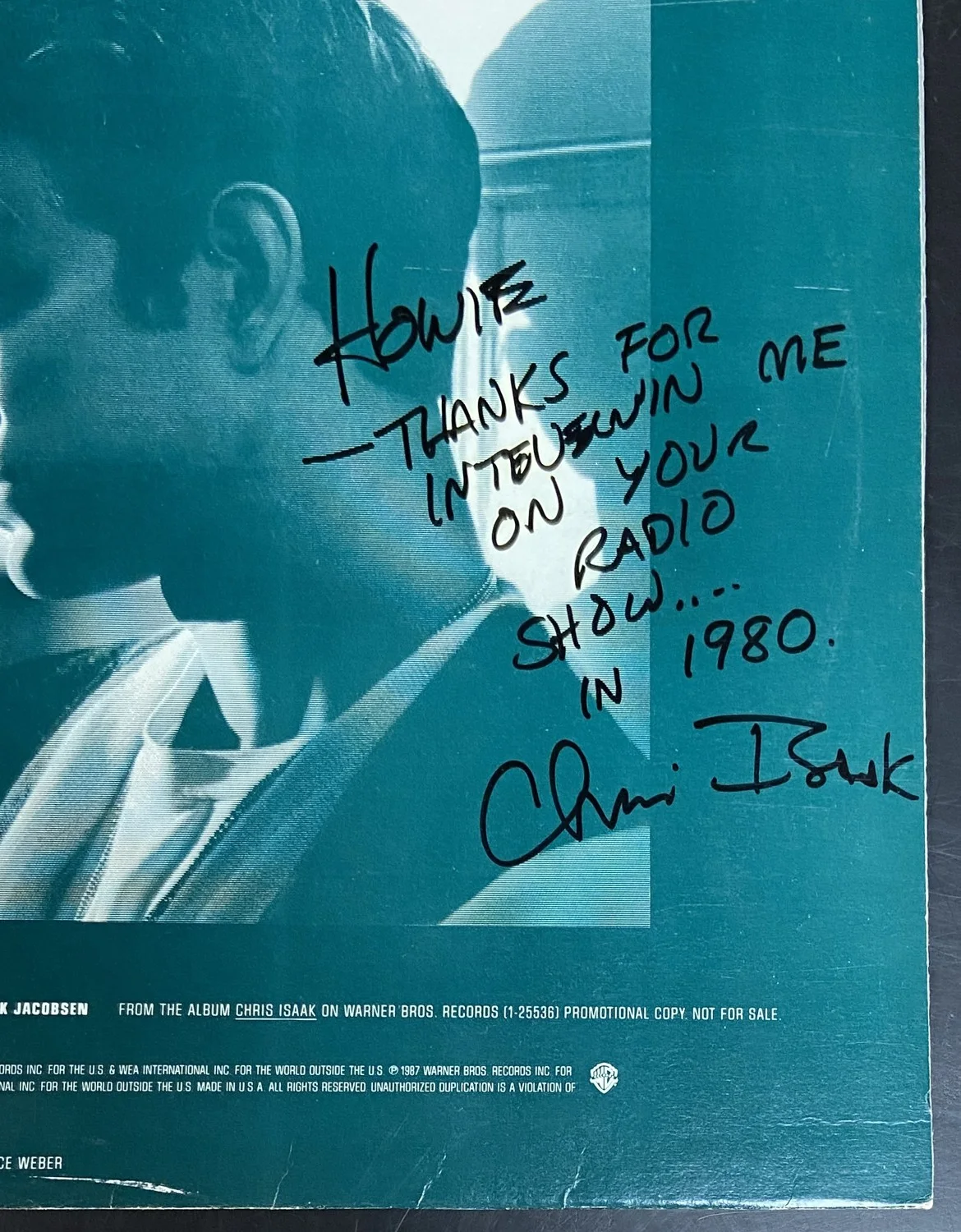 CHRIS ISAAK You Owe Me Some Kind Of Love Autographed Signed Promo 12" Single, изображение 2