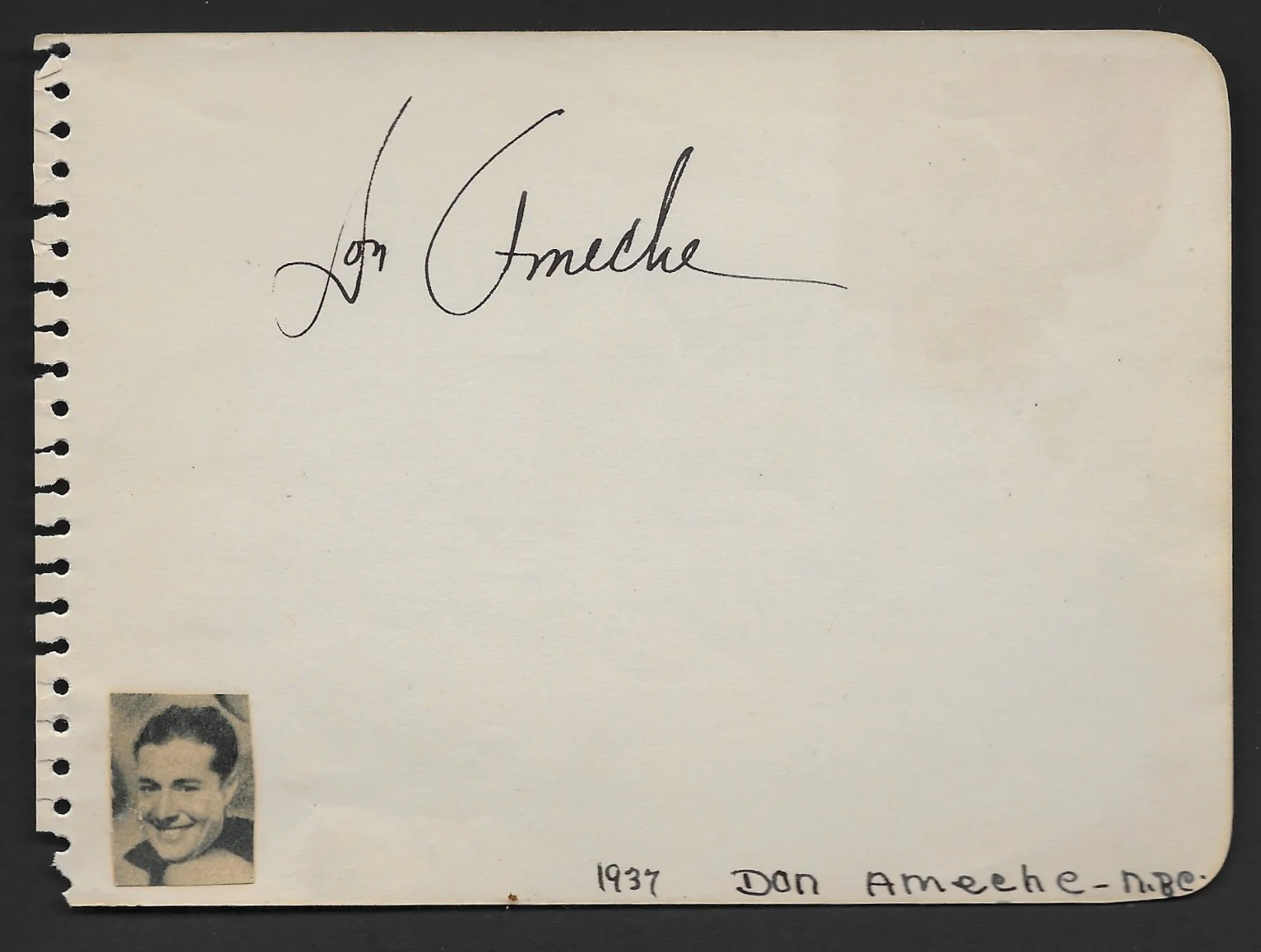 Don Ameche, Andrea Leeds — DON AMECHE & ANDREA LEEDS - 1937 GOLDEN AGE HOLLYWOOD Signed Autograph Book Page, image 3