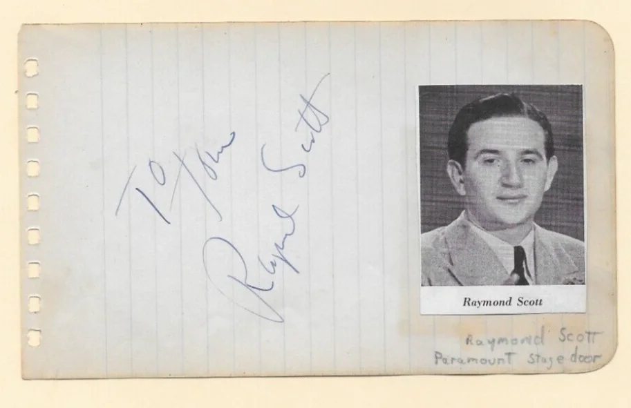 RAYMOND SCOTT - Am Composer 1940 Signed Paramount Stage Door Autograph book page, image 3