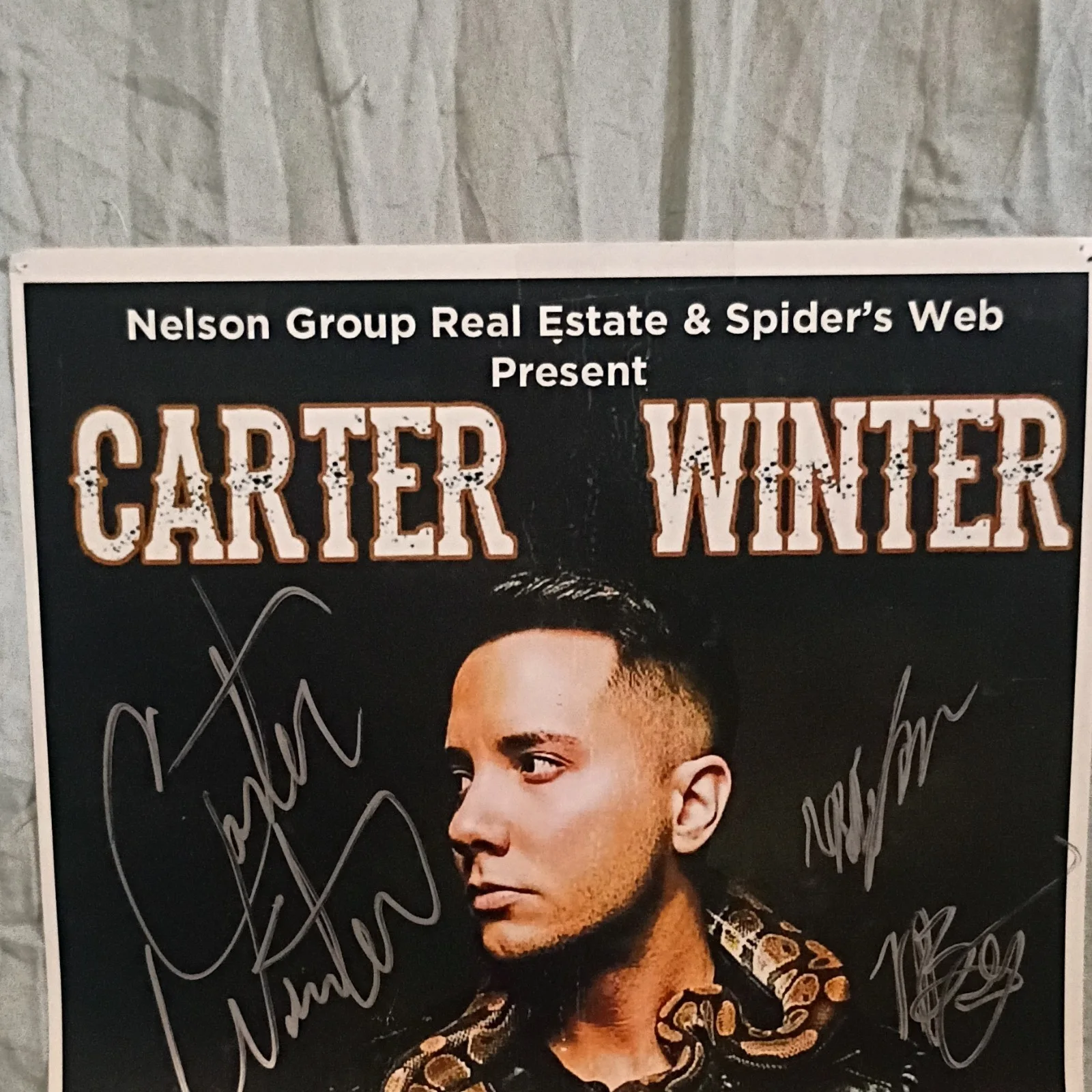 Carter Winter Signed Concert Poster Idaho Falls April 6 Multiple Signatures, image 2