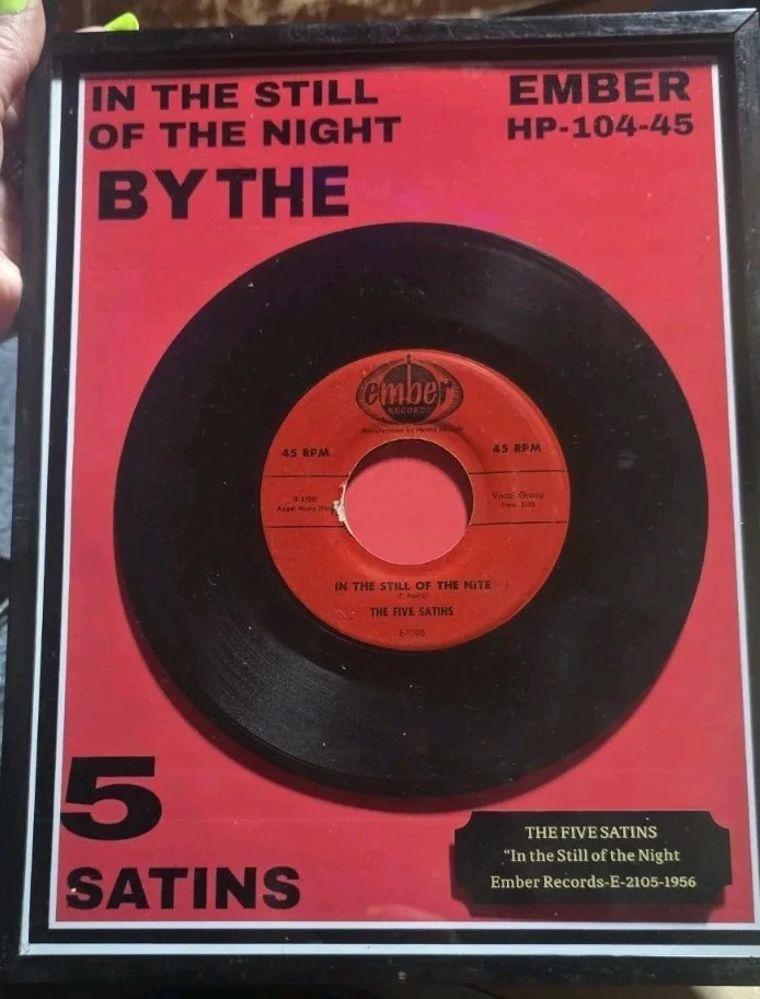 Vintage Framed 45 Record The Five Satins In The Still Of The Night Ember Doo Wop, изображение 3