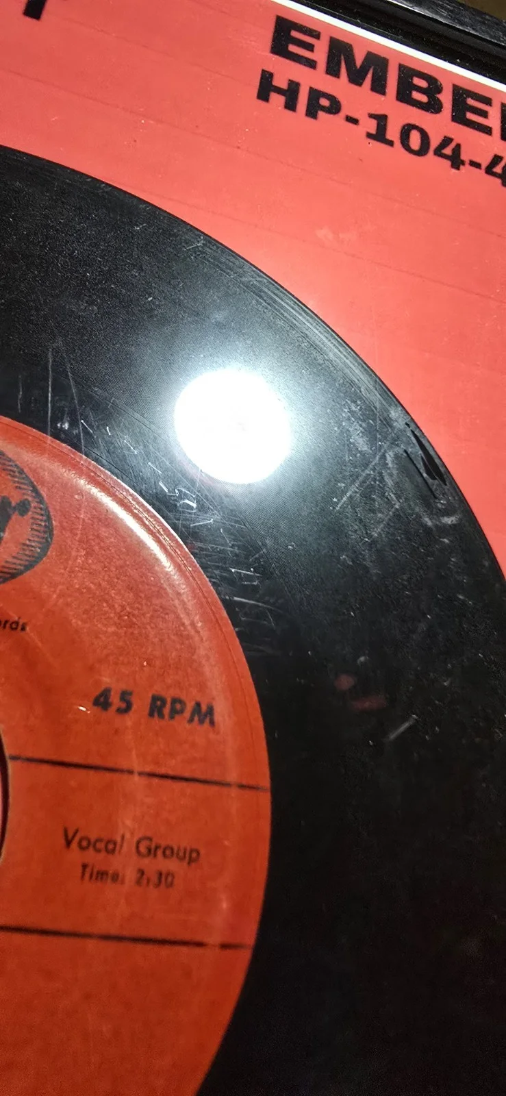 Vintage Framed 45 Record The Five Satins In The Still Of The Night Ember Doo Wop, изображение 4
