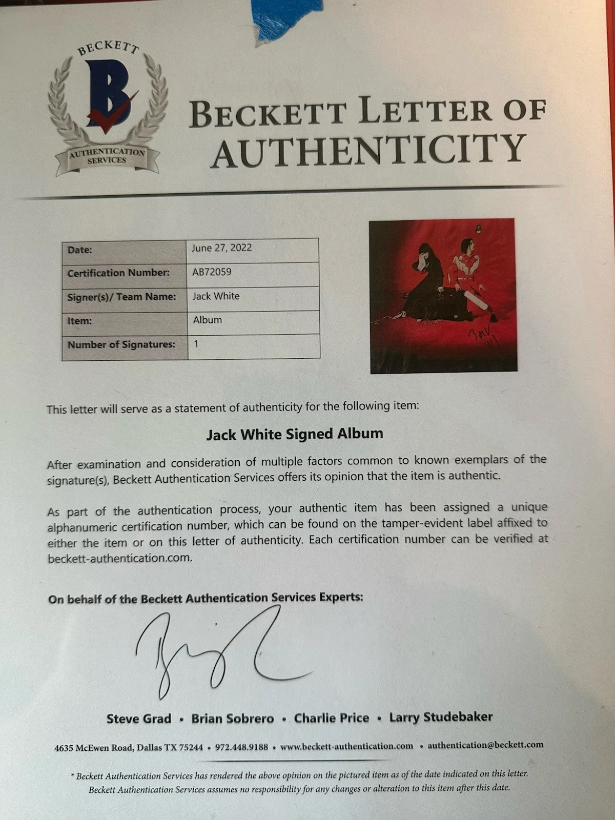 The White Stripes Jack White Signed Autographed Vinyl!, image 2