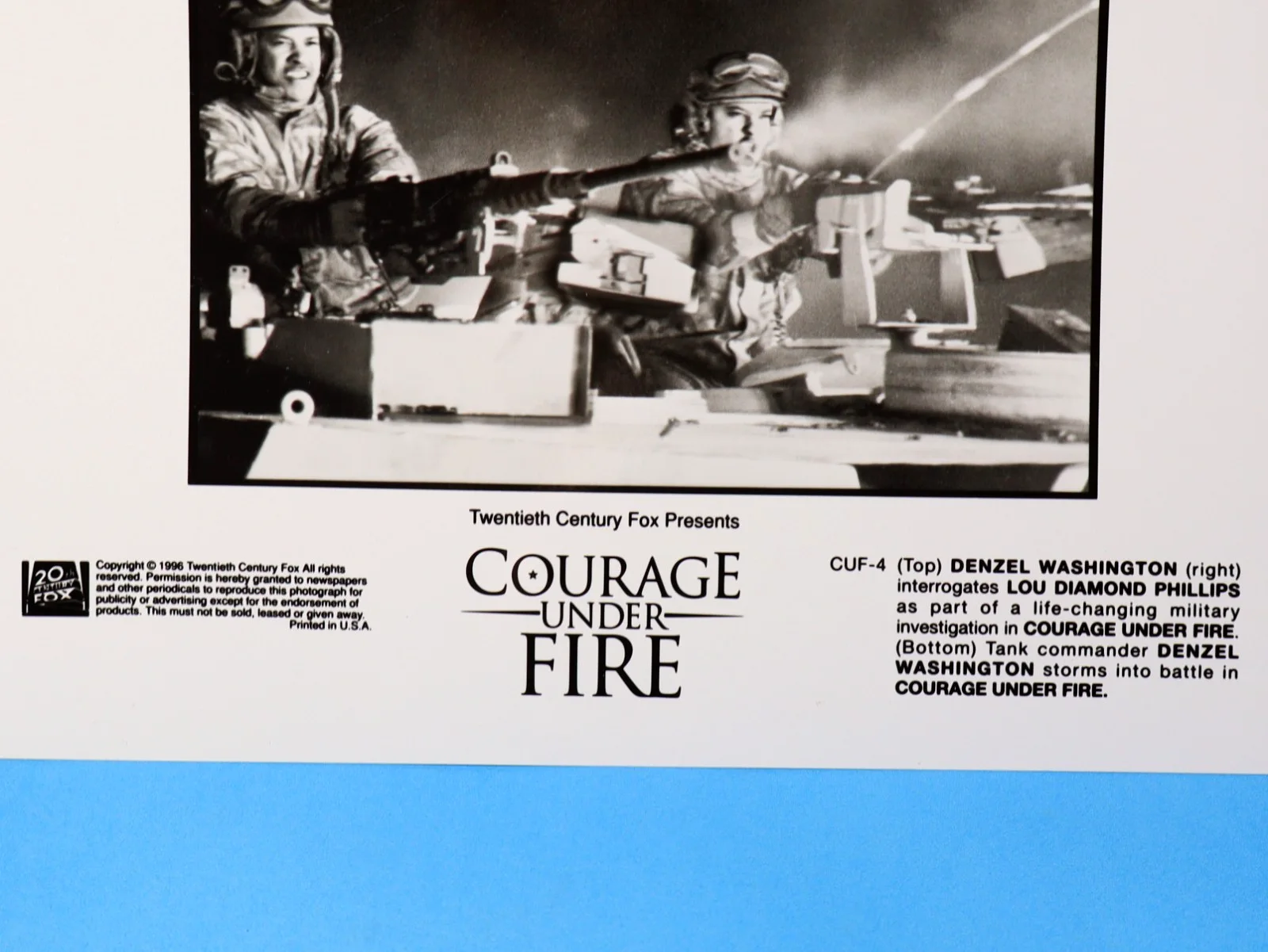 4 x 1996 Courage Under Fire FILM Scenes B&W Photographs 20thC Fox 10x8", image 3