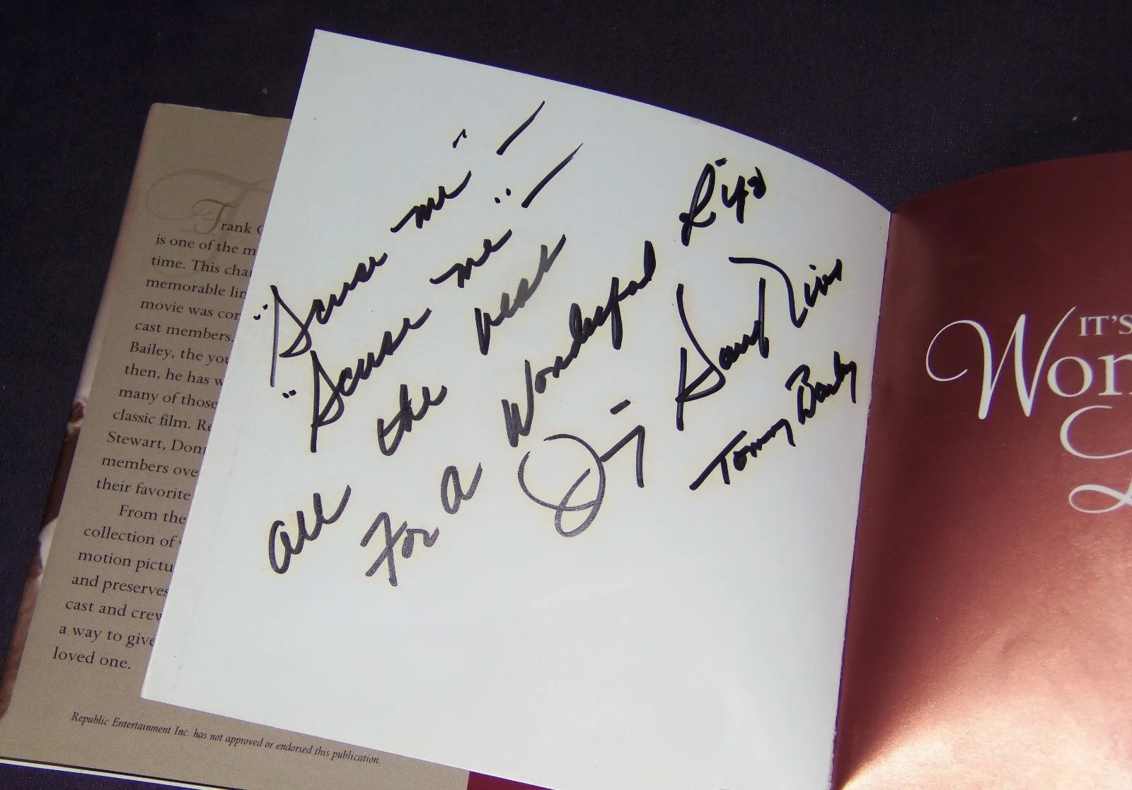 Autographed book — "It's a Wonderful Life" RARE signed book Bobbie Anderson young George and cast, изображение 2