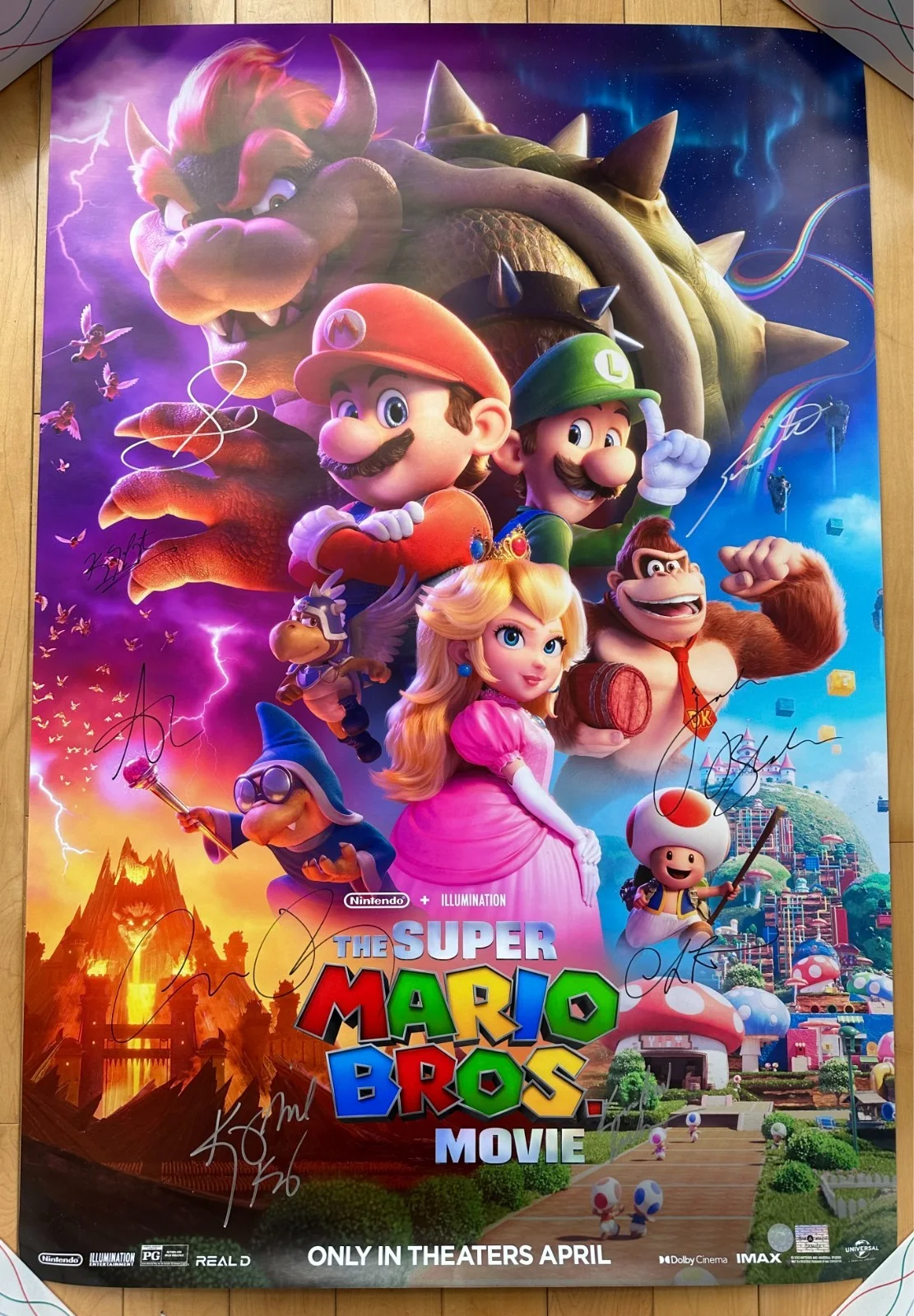chris pratt, anya taylor-joy, charlie day, jack black — THE SUPER MARIO BROS MOVIE POSTER SIGNED 2023 27X40 CHRIS PRATT JACK BLACK &MORE, изображение 2