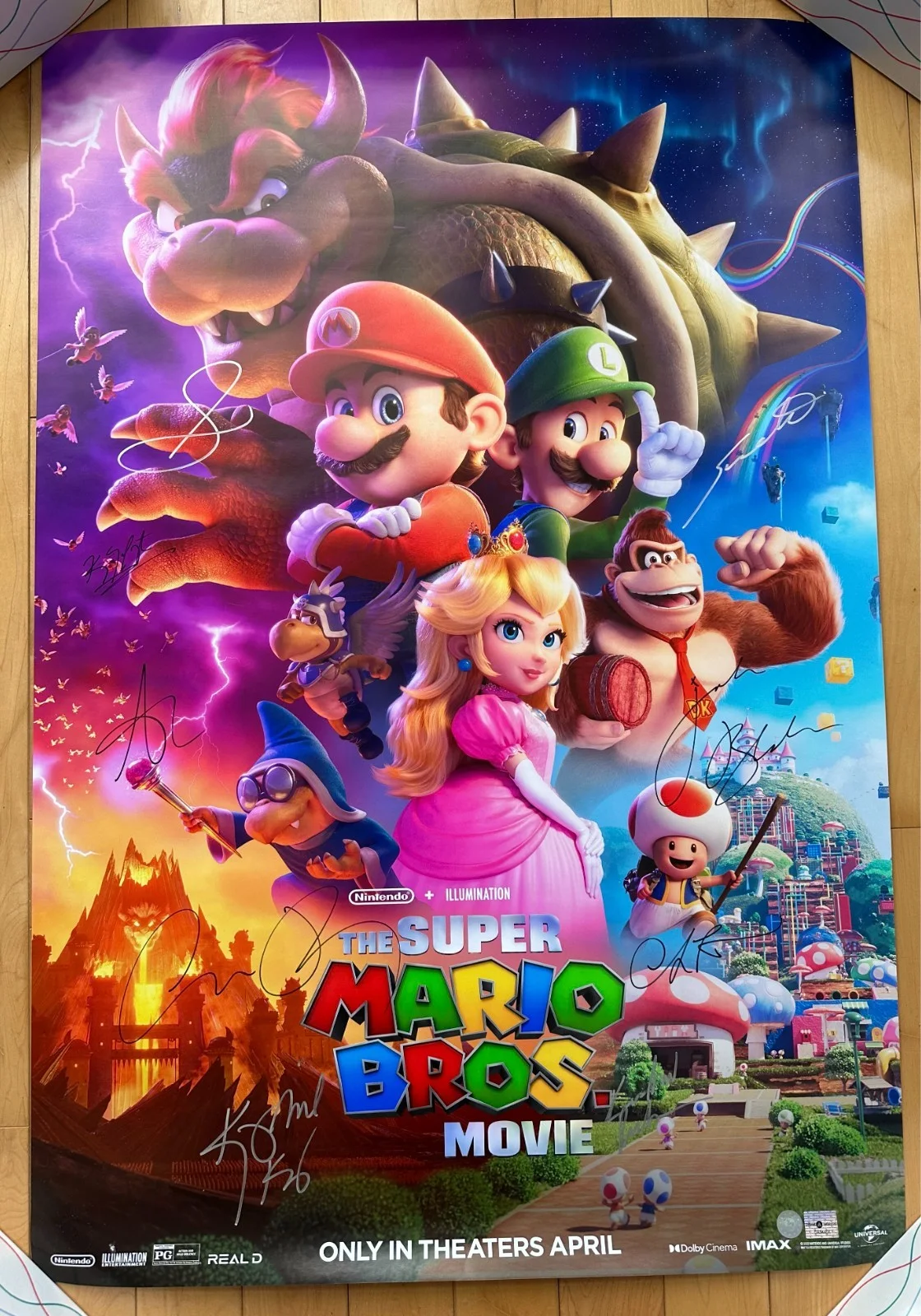 chris pratt, anya taylor-joy, charlie day, jack black — THE SUPER MARIO BROS MOVIE POSTER SIGNED 2023 27X40 CHRIS PRATT JACK BLACK &MORE, изображение 3