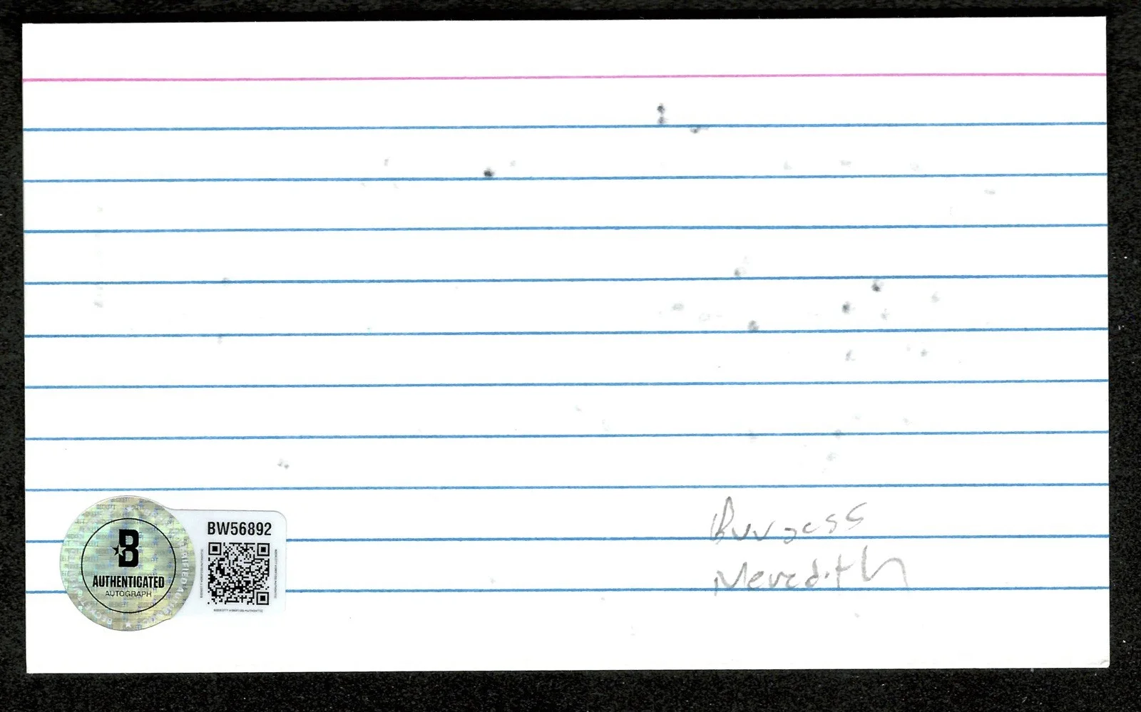 Burgess Meredith Signed Auto 3x5 Card w Batman Penguin Inscription BAS Beckett 2, image 2