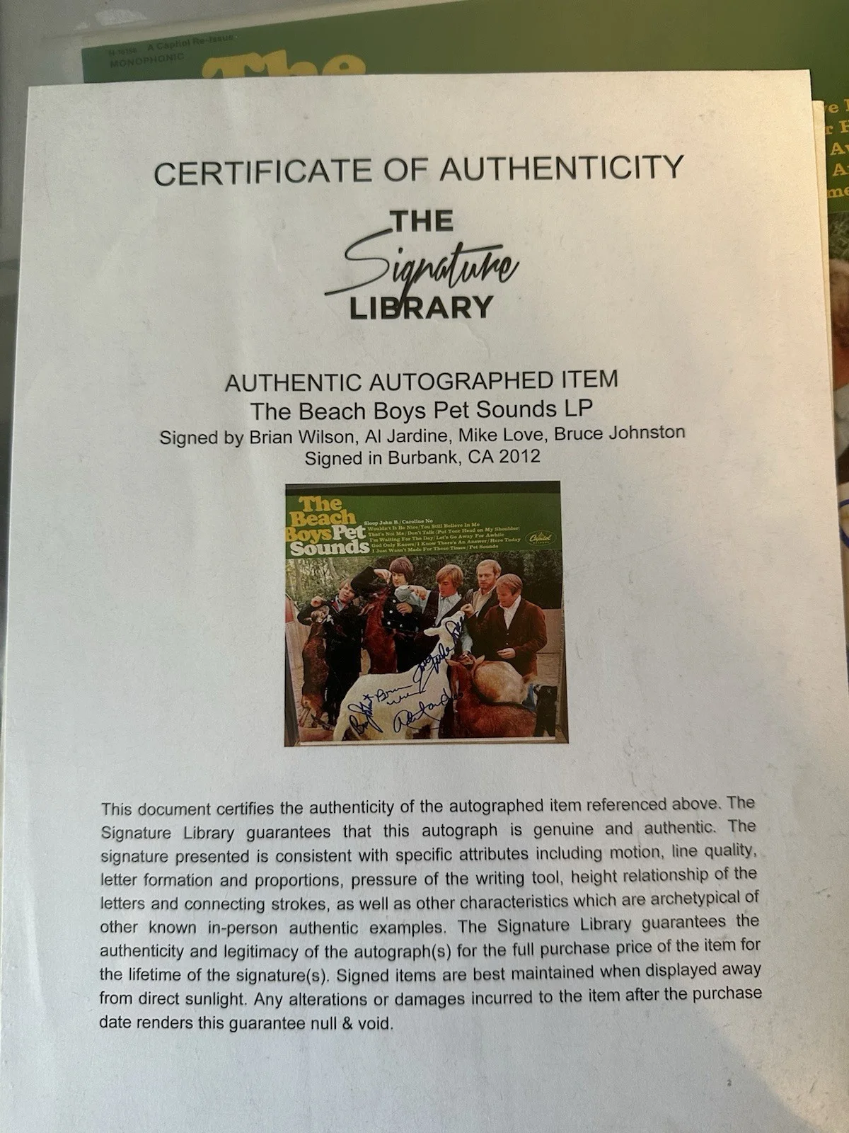 Beach Boys Pet Sounds Vinyl LP SIGNED by Brian Wilson Mike & Al Bruce! COA, изображение 2