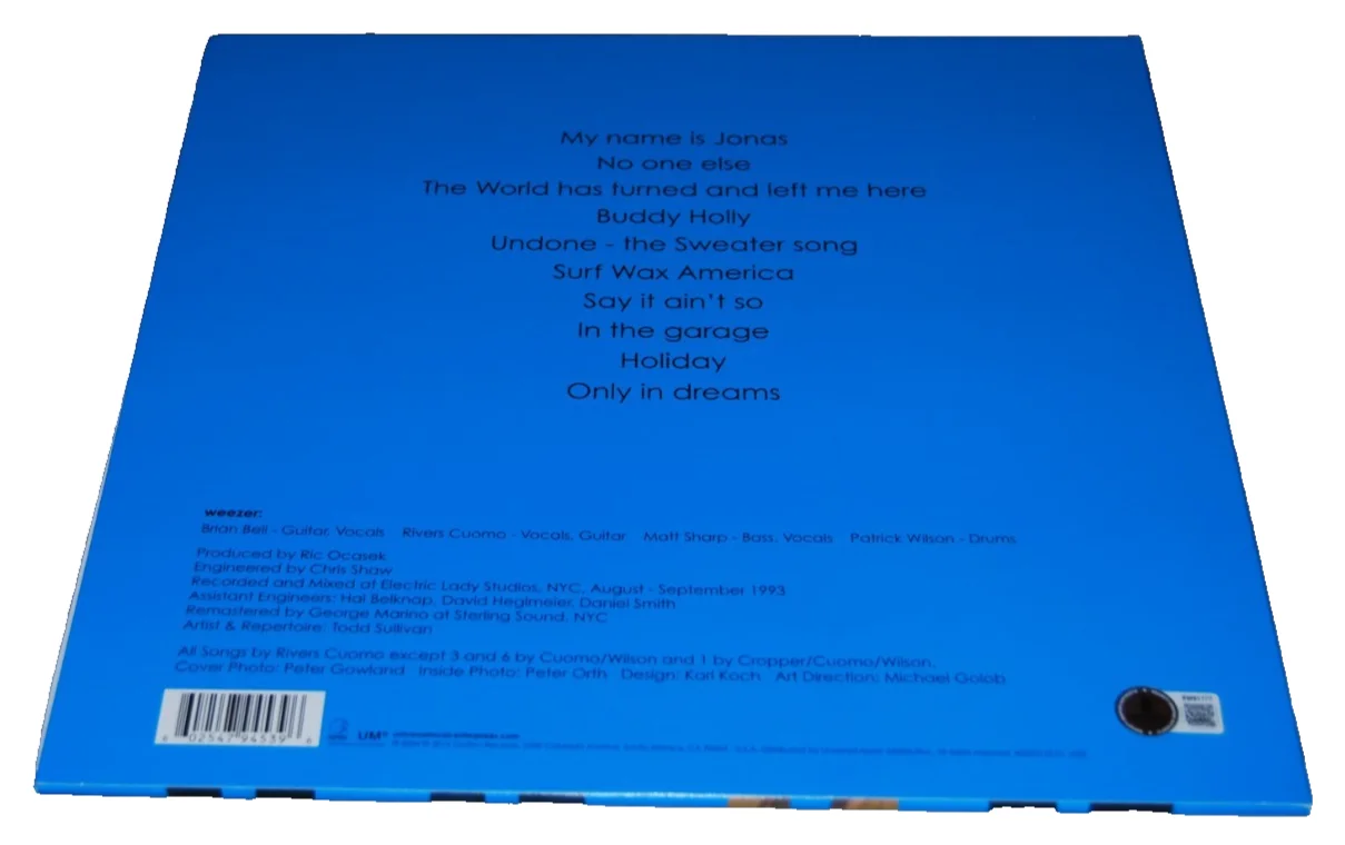 RIVERS CUOMO signed (WEEZER) autographed Blue Vynil record BECKETT BAS BW61777, изображение 3