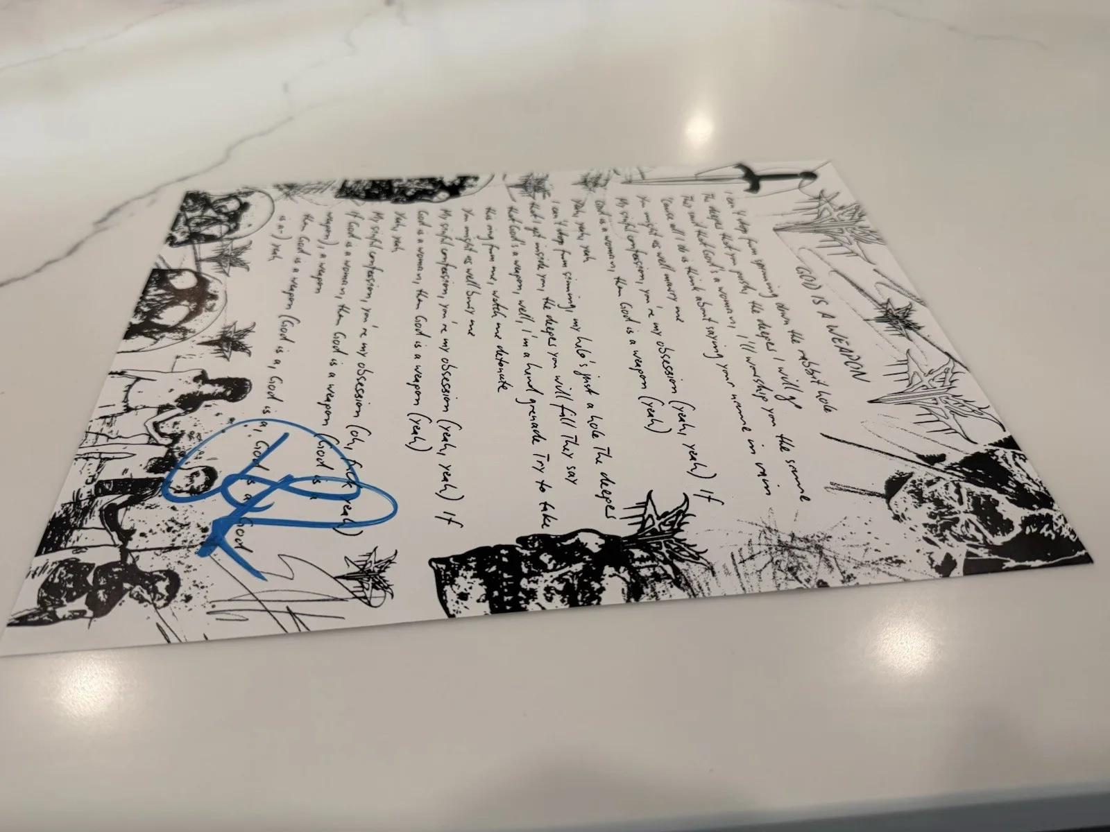 Falling In Reverse God Is A Weapon Signed Auto Lyric Sheet Ronnie Radke, image 3