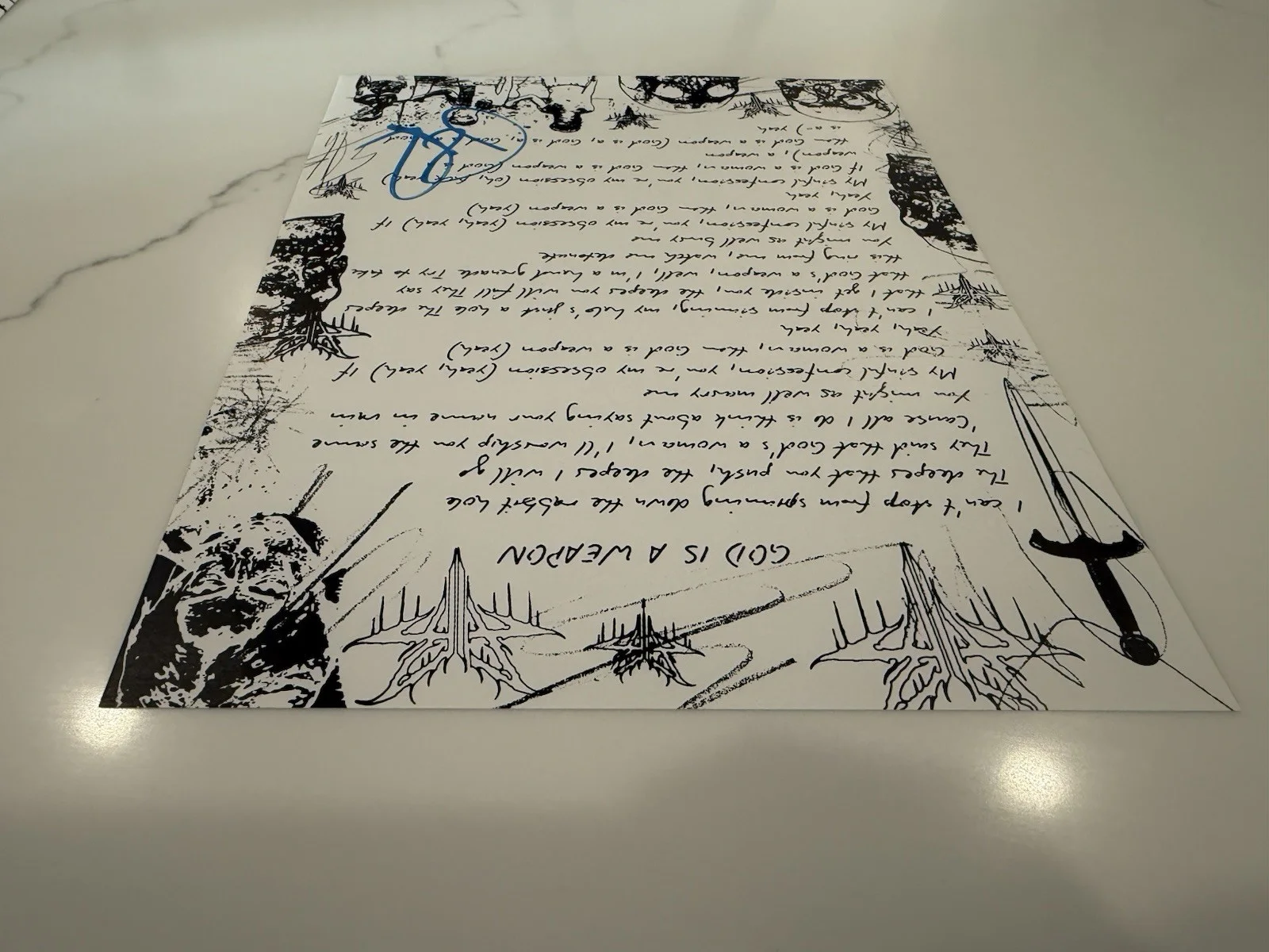 Falling In Reverse God Is A Weapon Signed Auto Lyric Sheet Ronnie Radke, image 4