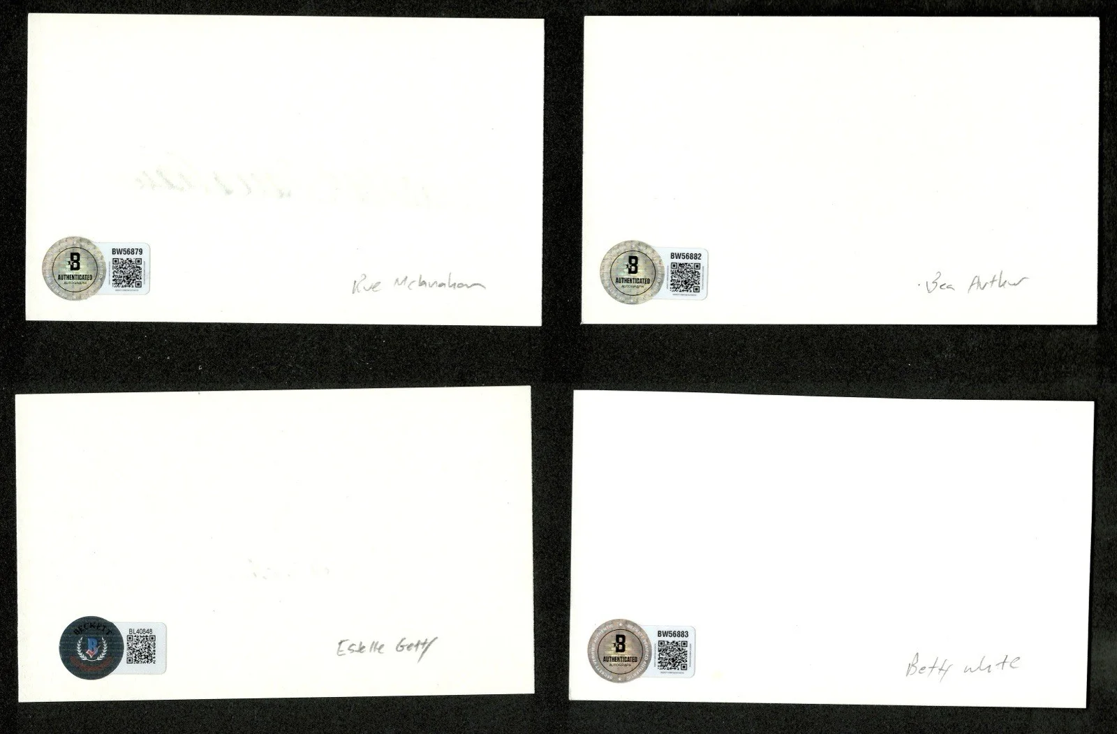 The Golden Girls Signed Autographed Complete Cast 3x5 Card Set X4 Beckett BAS 2, изображение 2