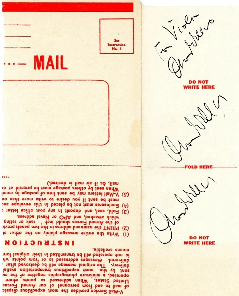 Orson Welles — Orson Welles Autographed Signed V-Mail Envelope *THREE TIMES!* BAS BECKETT LOA, image 3