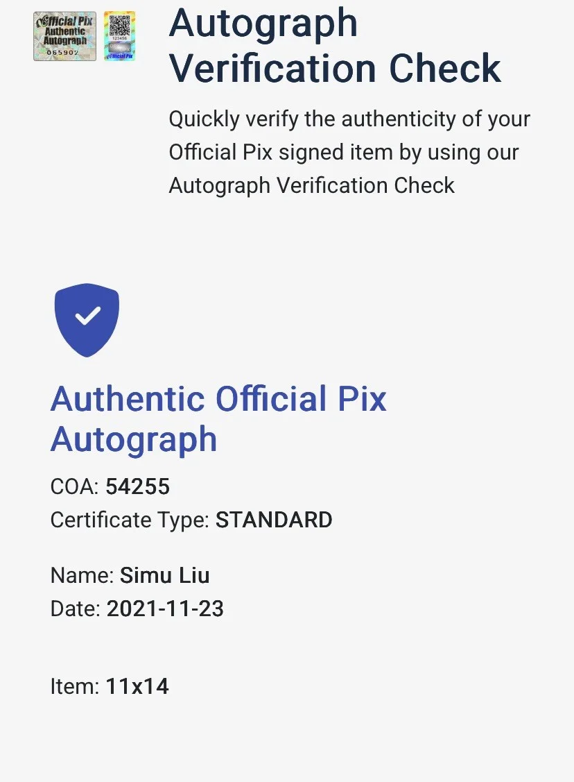 Simu Liu — Simu Liu "Shang Chi" Signed/Inscribed 1x14 Official Pix Photo (054255), image 3