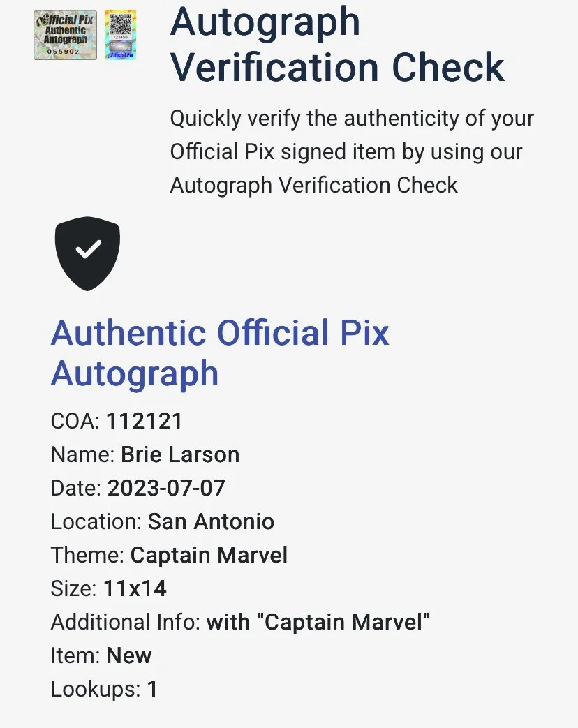 Brie Larson — Brie Larson “Captain Marvel” Signed/Inscribed 11x14 Official Pix Photo, изображение 3