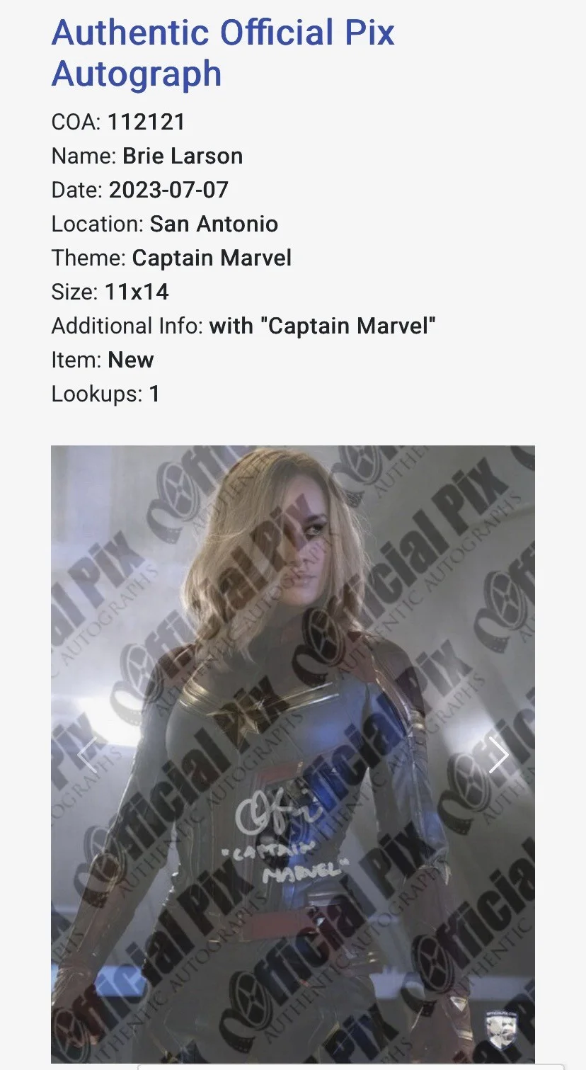 Brie Larson — Brie Larson “Captain Marvel” Signed/Inscribed 11x14 Official Pix Photo, изображение 4