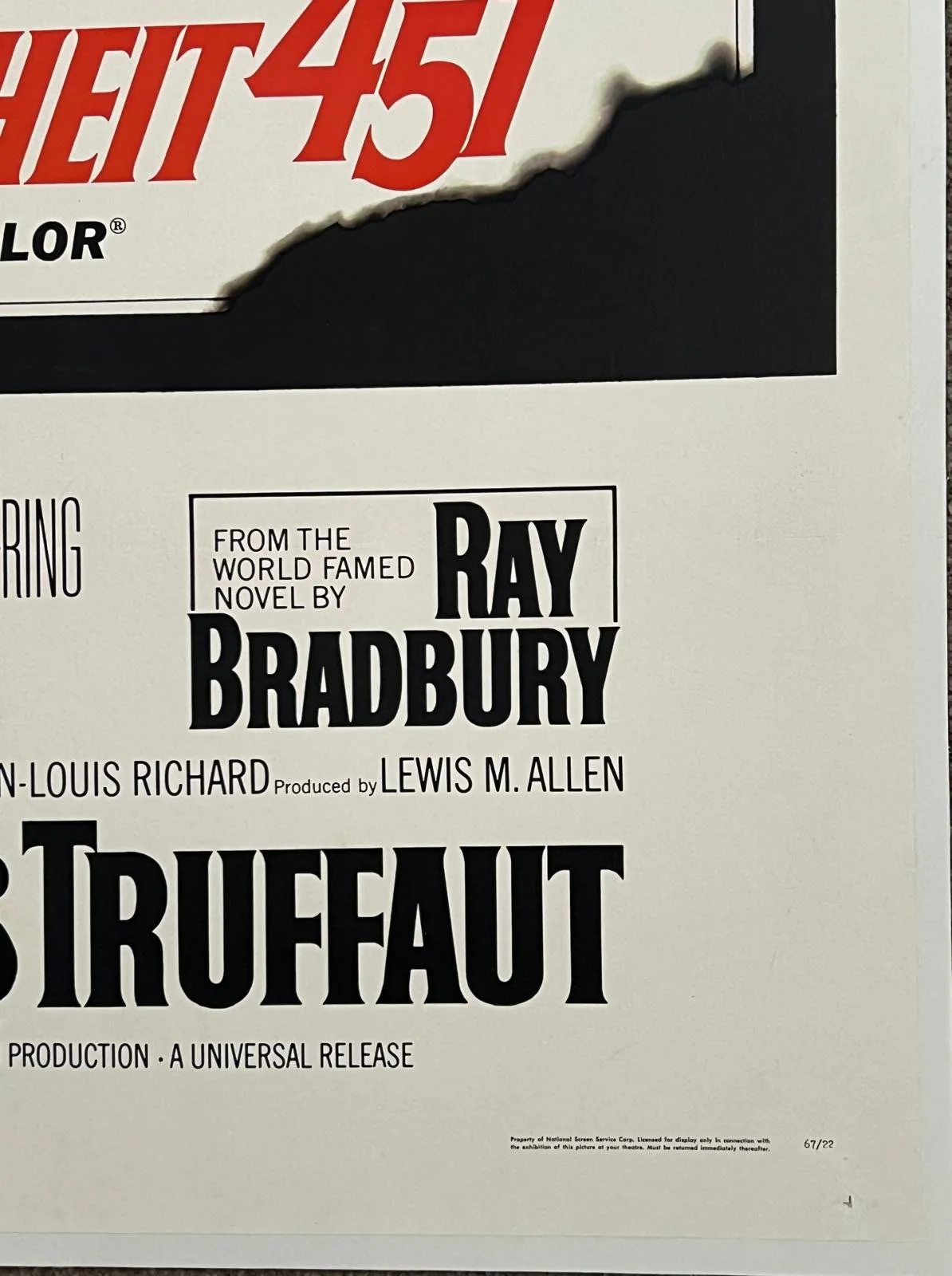Fahrenheit 451 Original US 1 Sheet Film Poster LINEN BACKED 1967 27X41", изображение 2