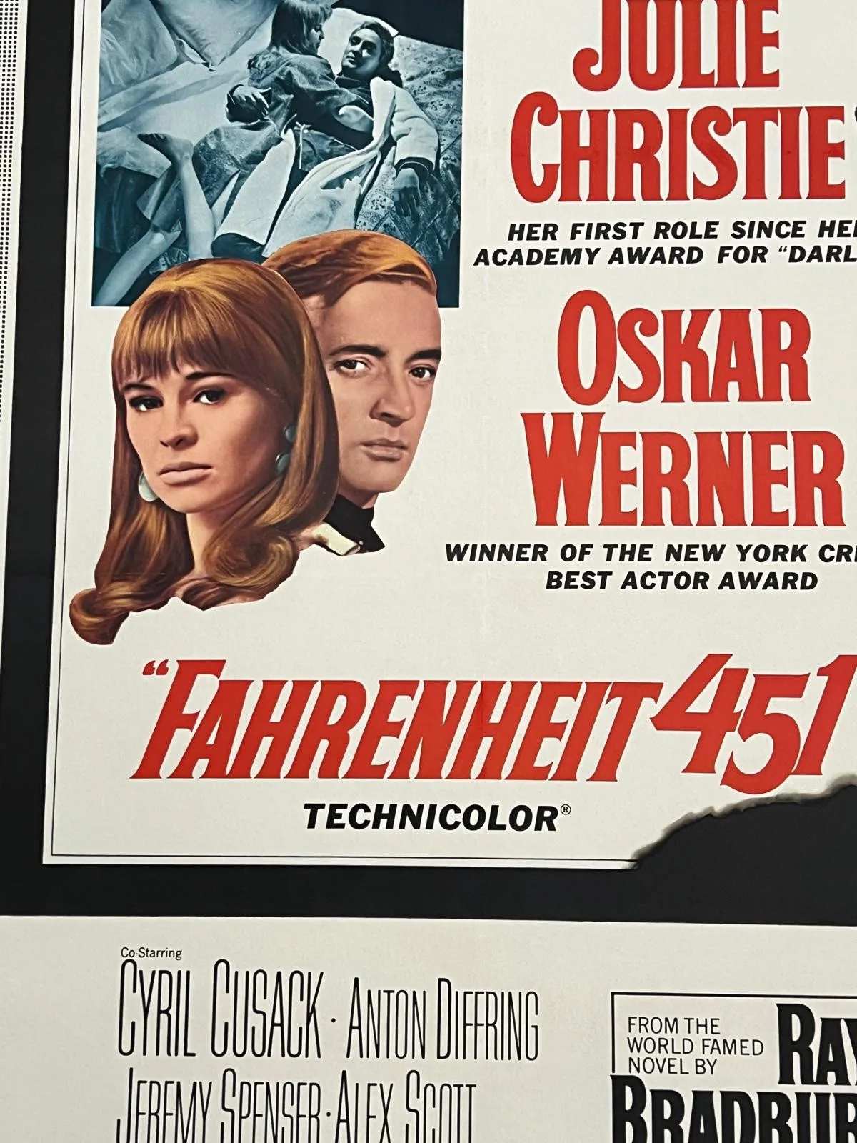 Fahrenheit 451 Original US 1 Sheet Film Poster LINEN BACKED 1967 27X41", изображение 5