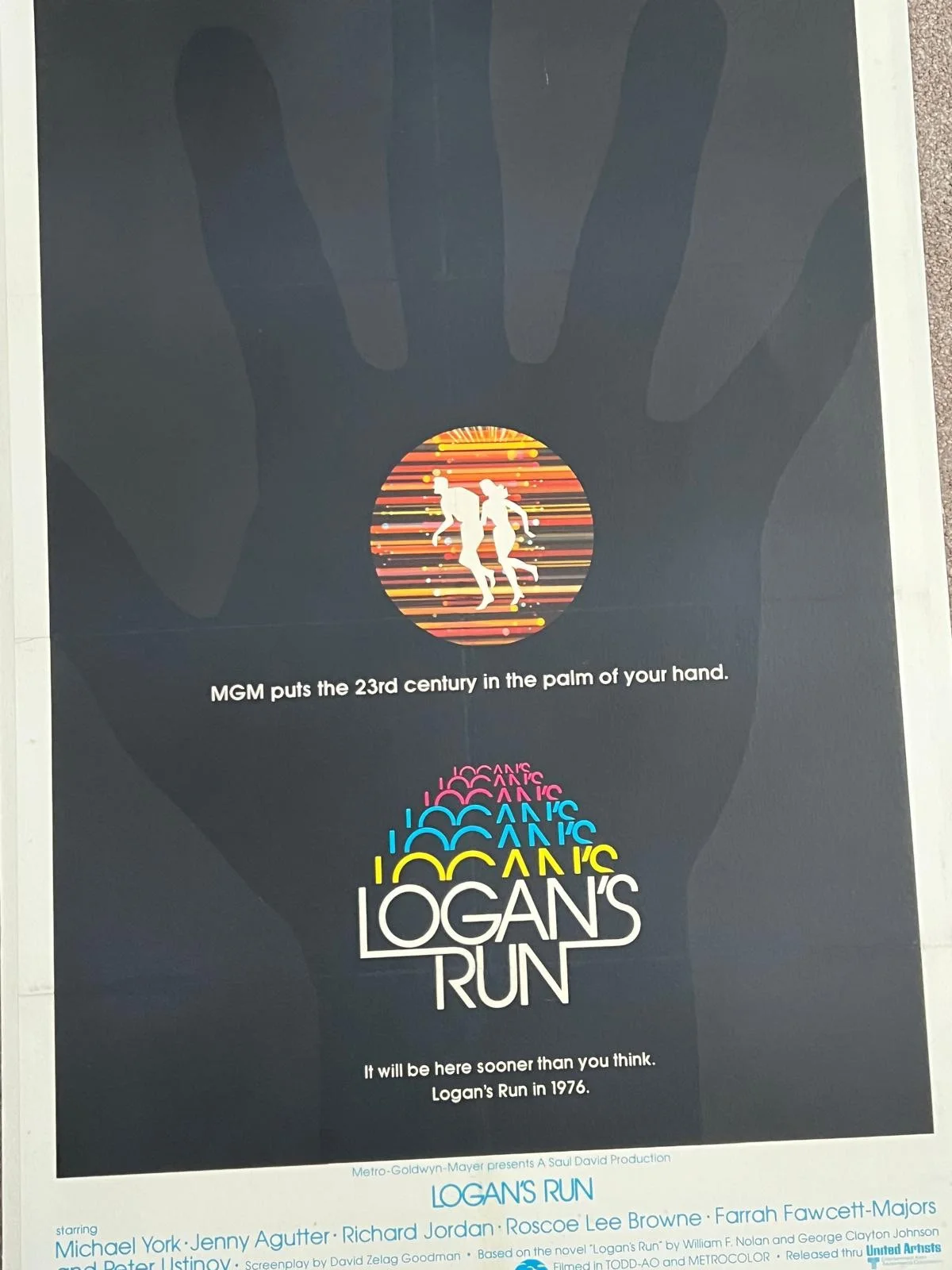 Logan's Run Teaser US 1 Sheet Original Film Poster LINEN BACKED 1975 27X41", изображение 2