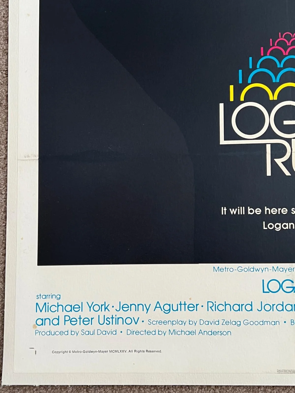 Logan's Run Teaser US 1 Sheet Original Film Poster LINEN BACKED 1975 27X41", изображение 5
