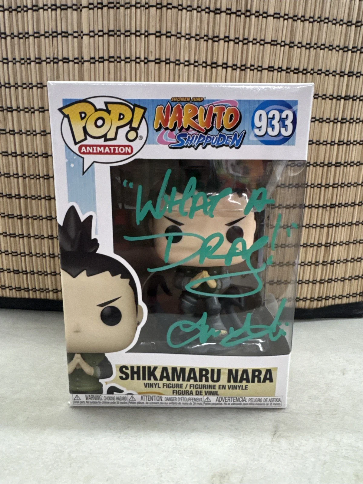 TOM GIBIS — Funko POP Shikamaru 933 signed by Tom Gibis with Quote W/PROTECTOR) Naruto, image 2