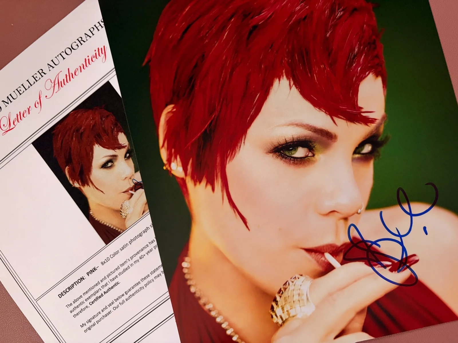 Pink Signed•8x10 Autographed Color Photograph•Super Star•Todd Mueller Autographs, изображение 2