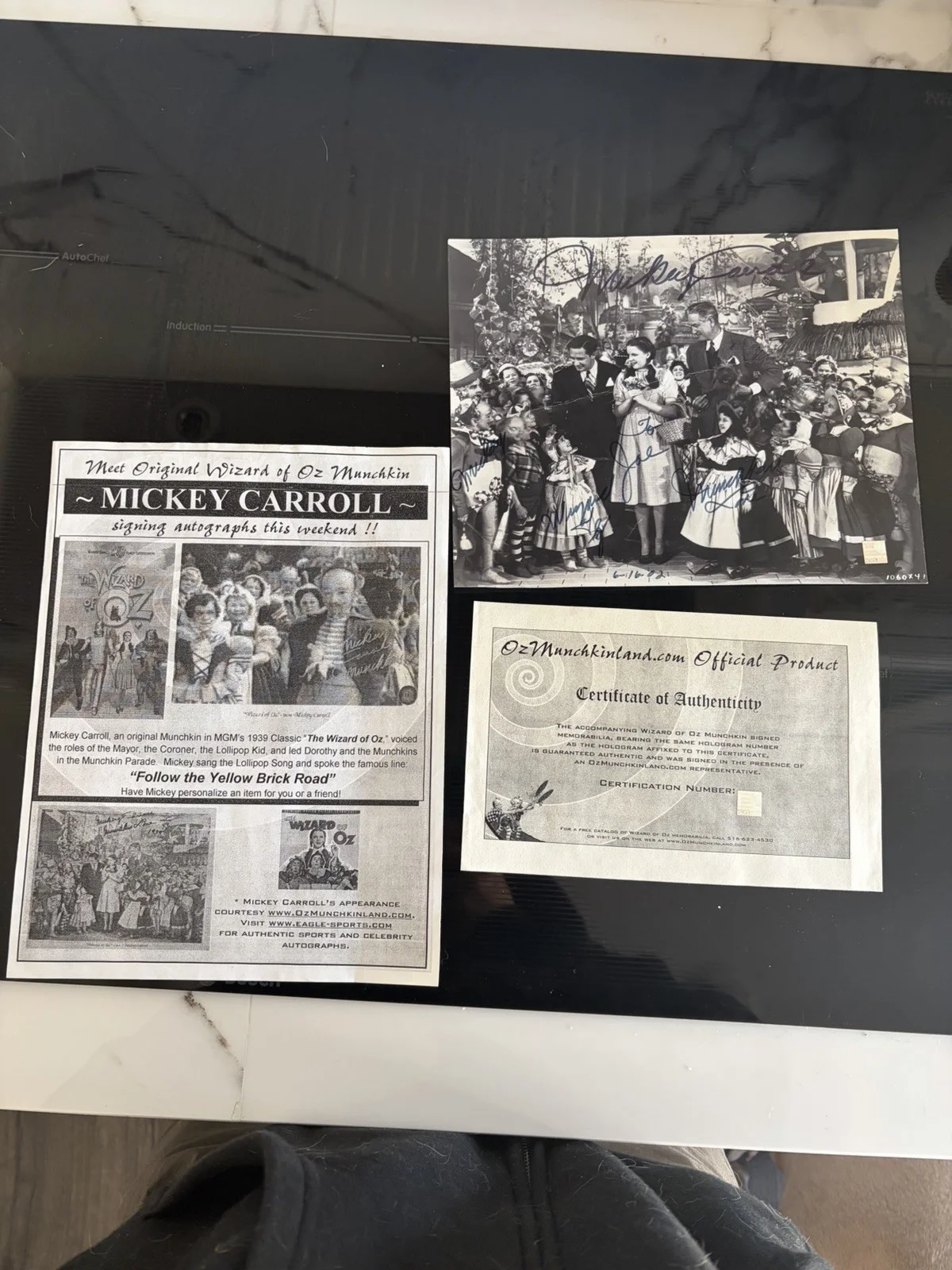 Mickey Carroll — Wizard of Oz Autographed Photo Signed by Mickey Carroll