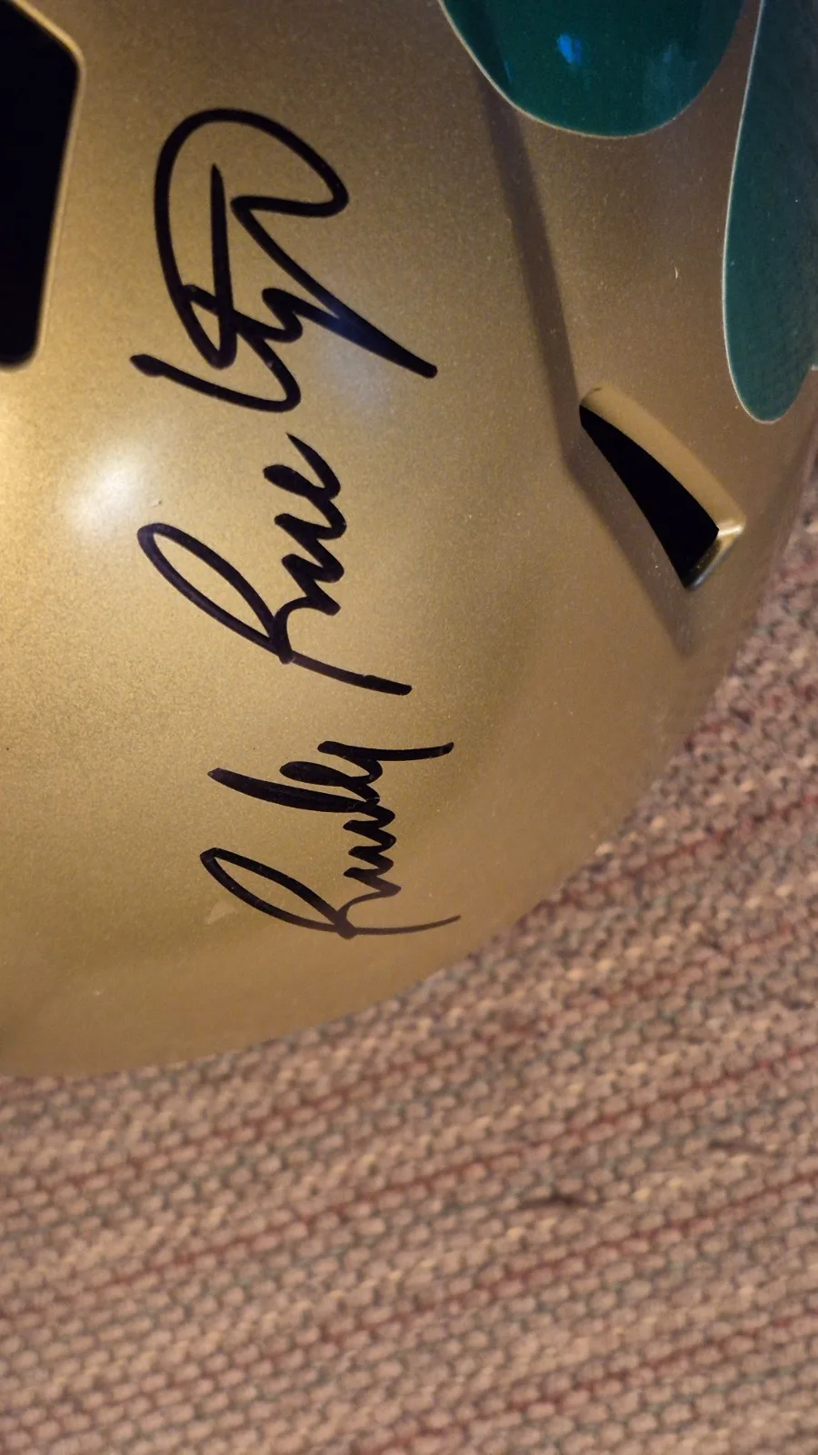 Noter dame football helmet from the movie rudy autographed by sean astin, изображение 3