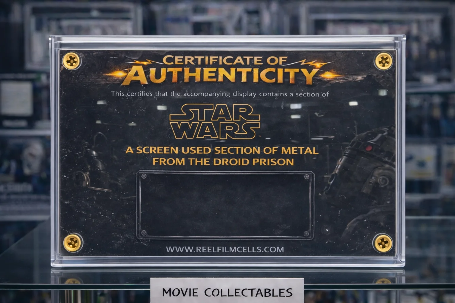Screen-Used Star Wars Droid Prison Metal Fragment – Prop Display with COA, image 2