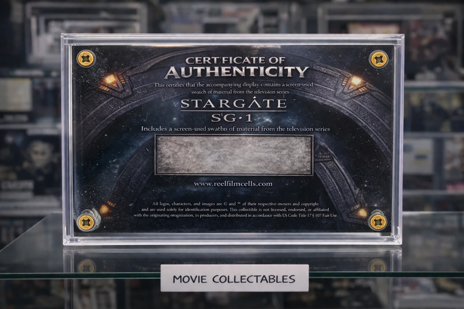 Screen-Used Stargate SG-1 Material Swatch – TV Series Prop Display with COA, image 2