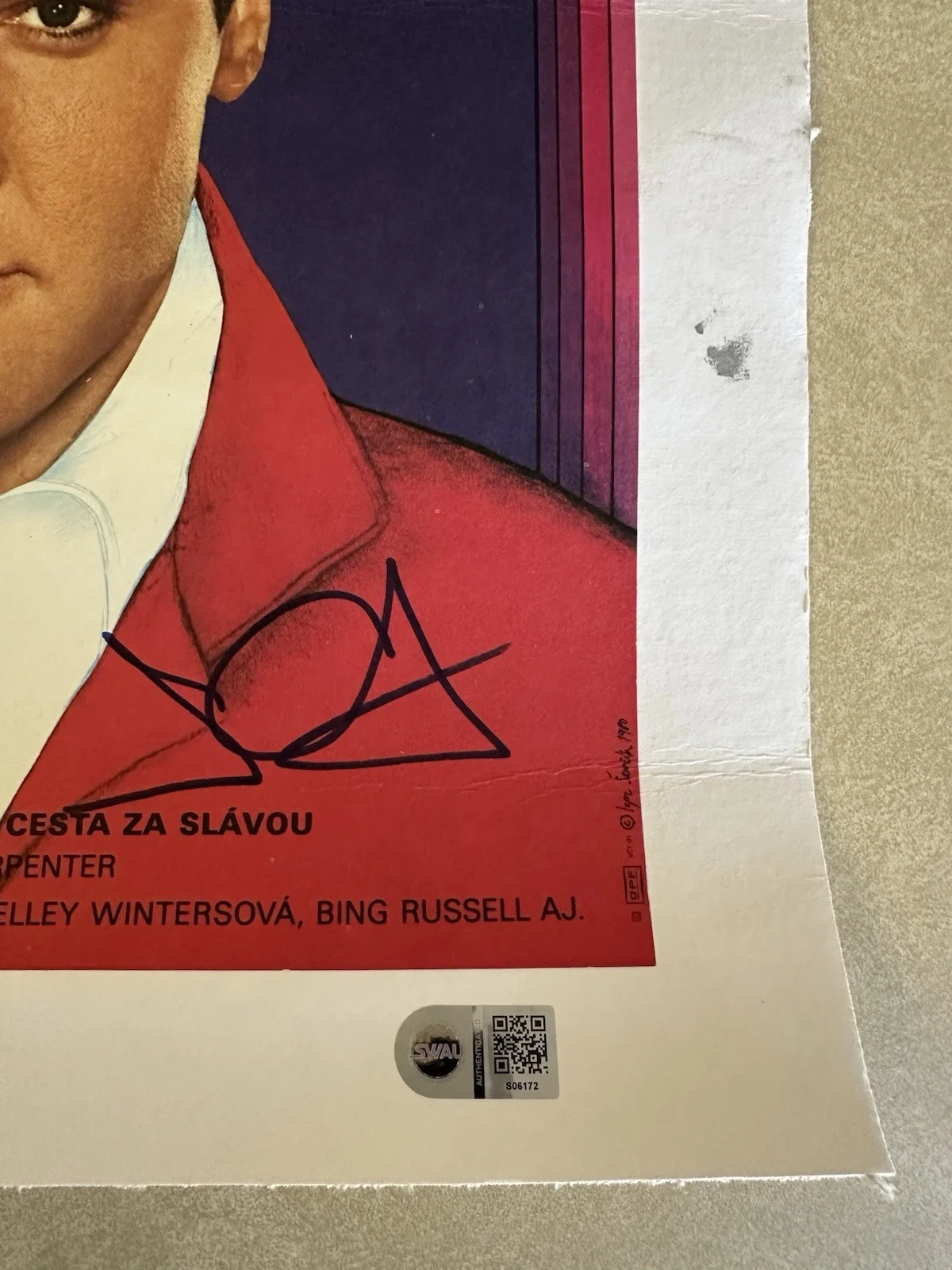 John Carpenter — John Carpenter Signed Elvis 1979 Czech Movie Poster Authenticated, image 3