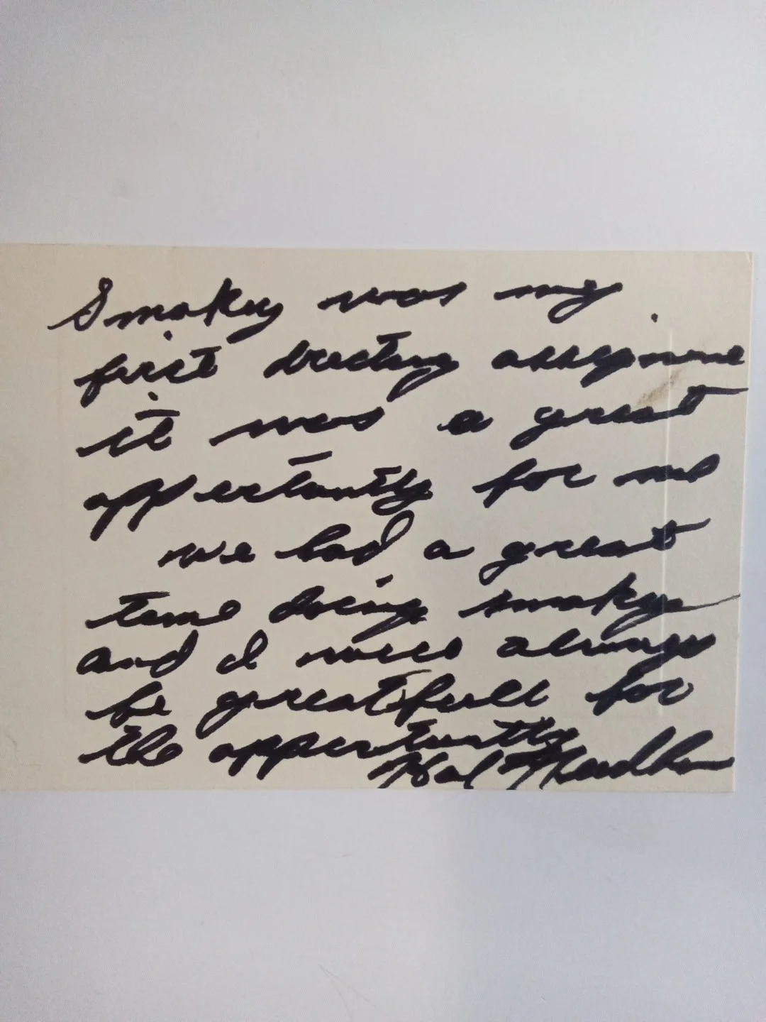 Hal Needham Smokey And The Bandit Director Signed Notecard JSA, image 2