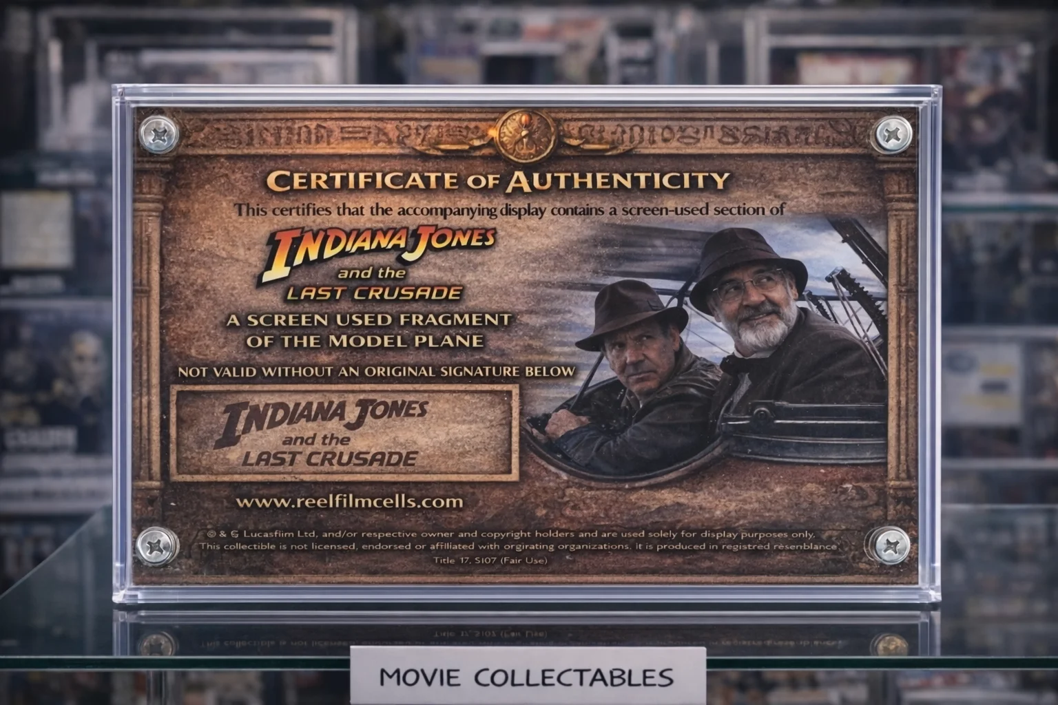 Screen-Used Indiana Jones Model Plane Fragment – Last Crusade Prop Display COA, изображение 2