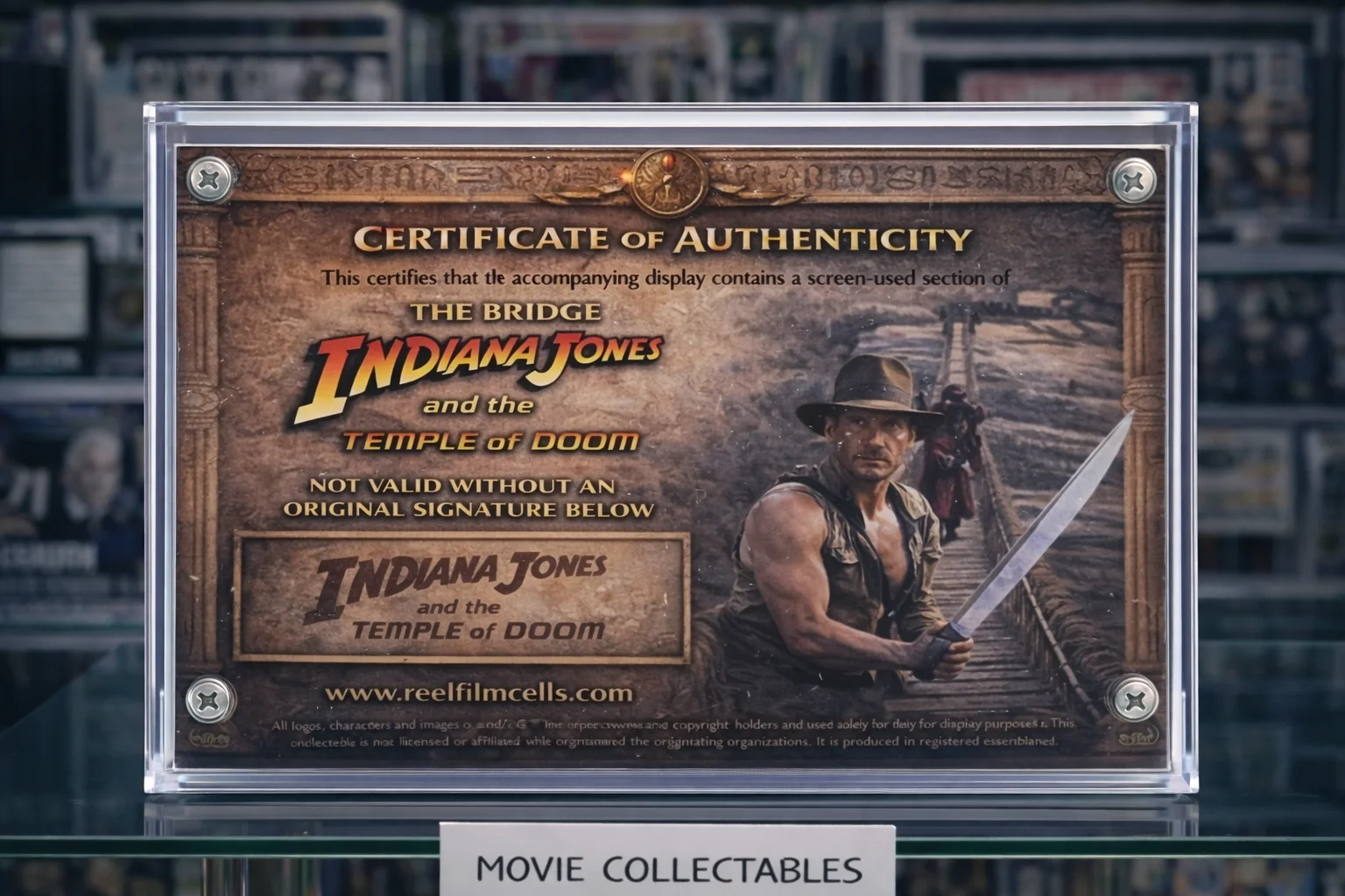 Screen-Used Indiana Jones Bridge Fragment – Temple of Doom Prop Display with COA, изображение 2