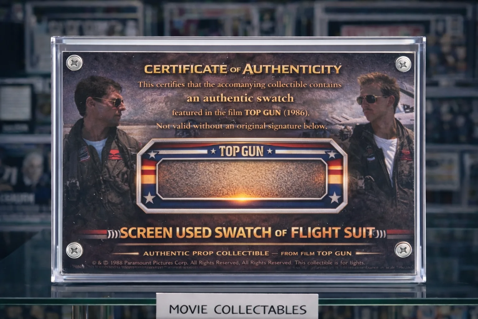 Screen-Used Top Gun Flight Suit Swatch – Maverick Era Prop Display with COA, image 2