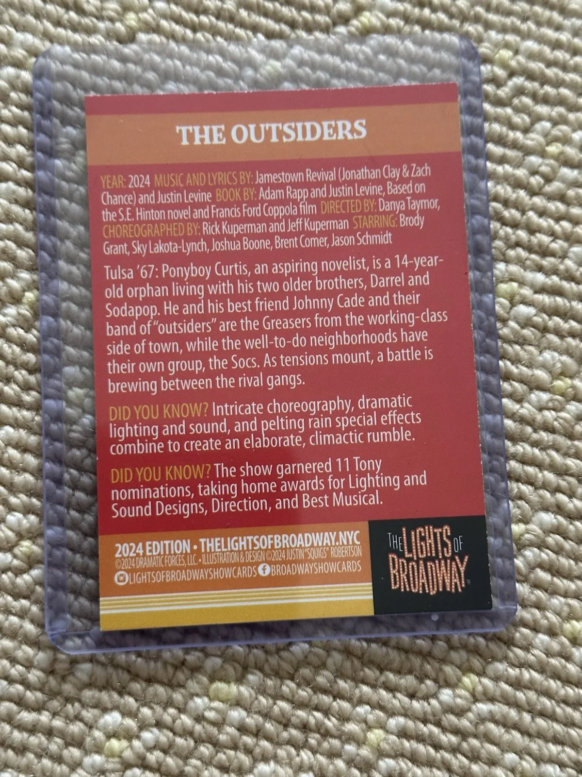 The Outsiders Signed Lights Of Broadway Trading Card, image 2