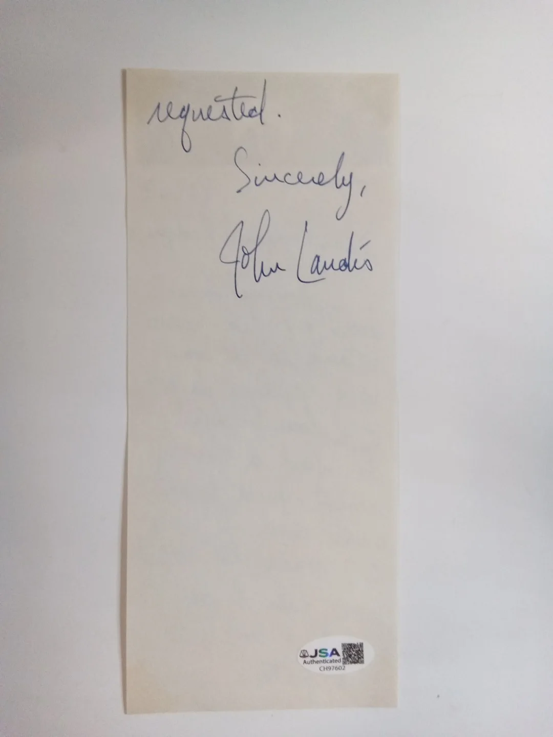 John Landis Blues Brothers Animal House Signed Notecard JSA, изображение 3