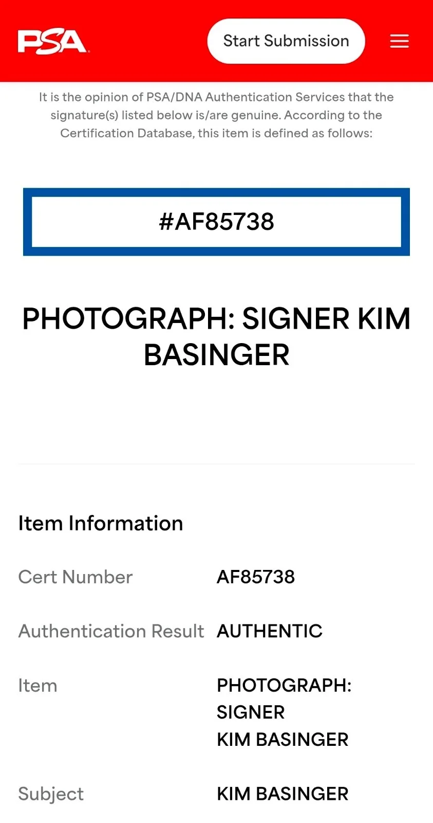 Kim Basinger — Kim Basinger Autograph PSA DNA Authentic Signed 6x9 Image Actress Oscar Win, image 2