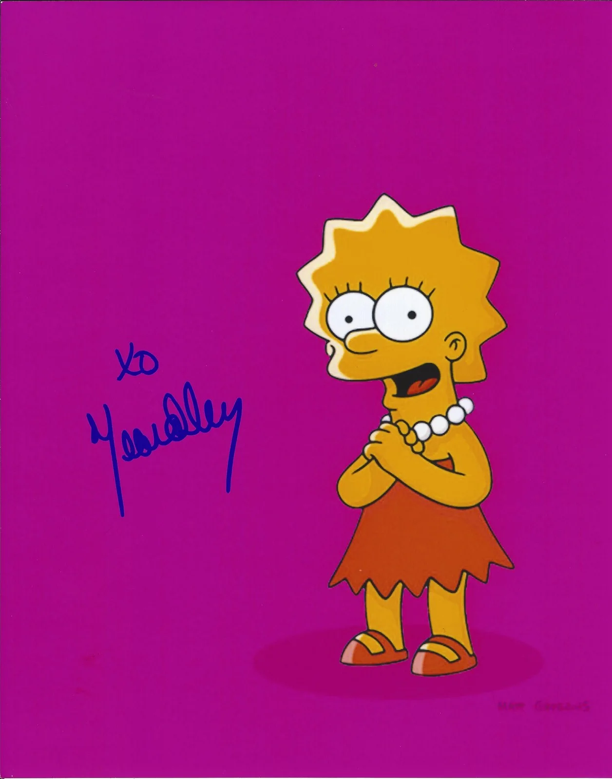 Yeardley Smith — Yeardley Smith signed Lisa Simpson 8X10 photo In Person - Proof, Matt Groening