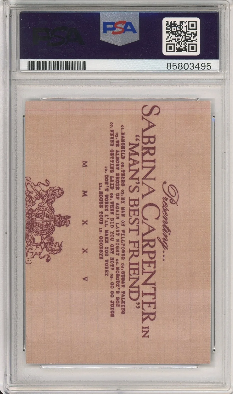 Sabrina Carpenter SIGNED Man's Best Friend Album Art Card PSA DNA COA AUTOGRAPH, изображение 2
