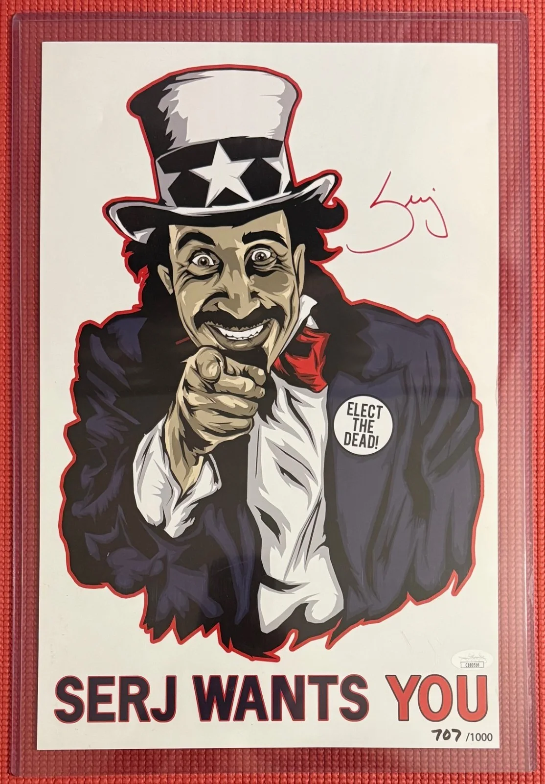 JSA COA signed 18"x 12" POSTER autographed SERJ TANKIAN System of a Down, изображение 2